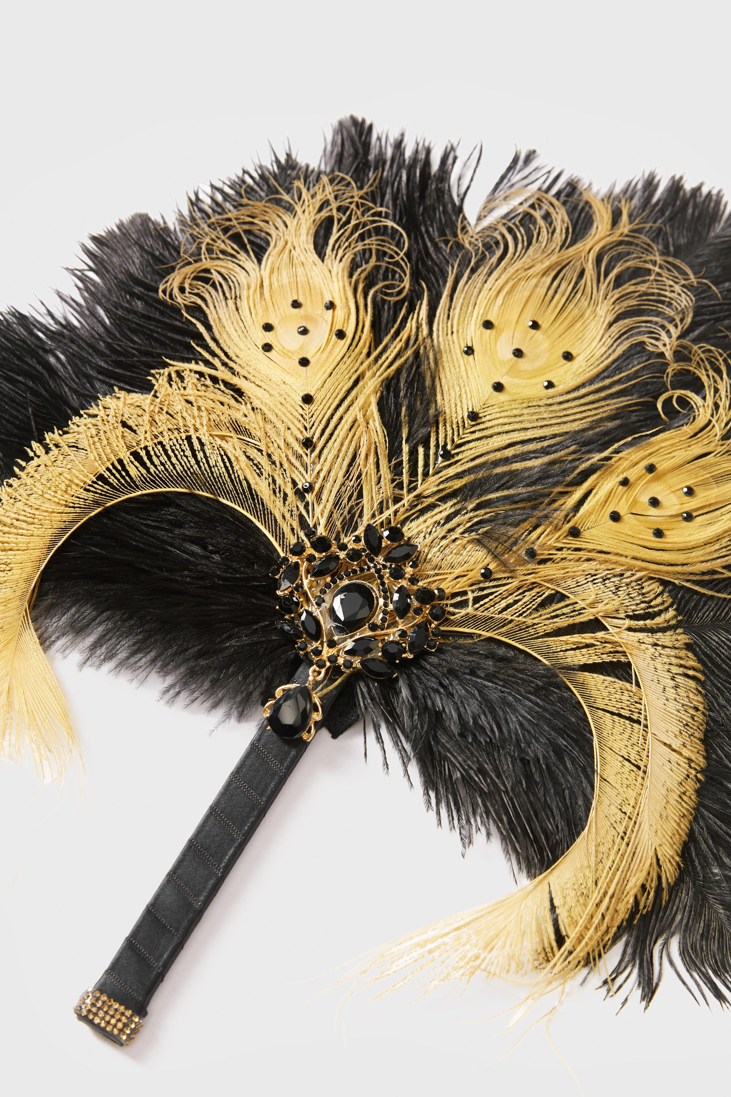 1920s Vintage Rhinestone Feather Fan sold by BABEYOND product image thumbnail 5