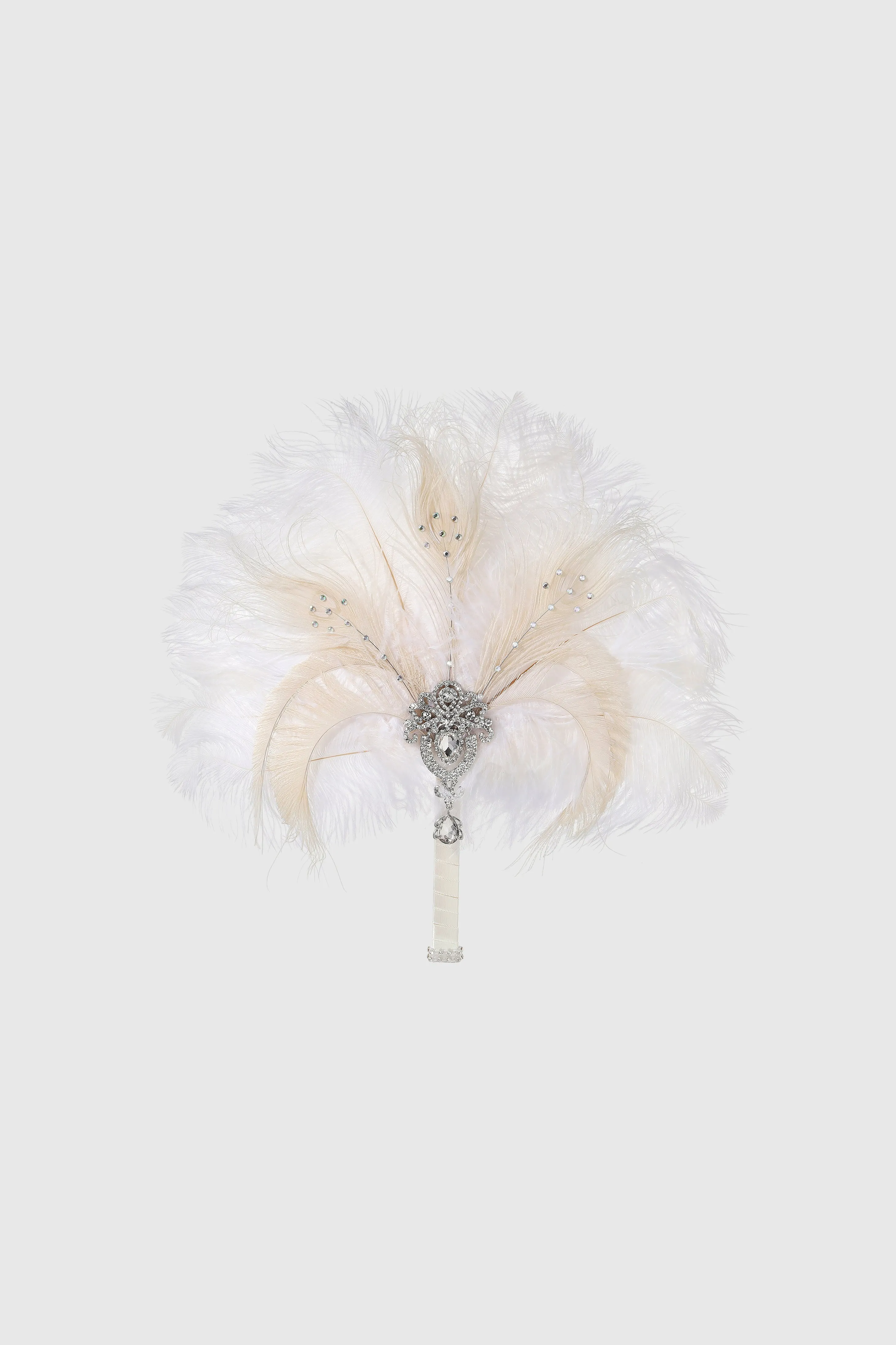 1920s Vintage Rhinestone Feather Fan sold by BABEYOND