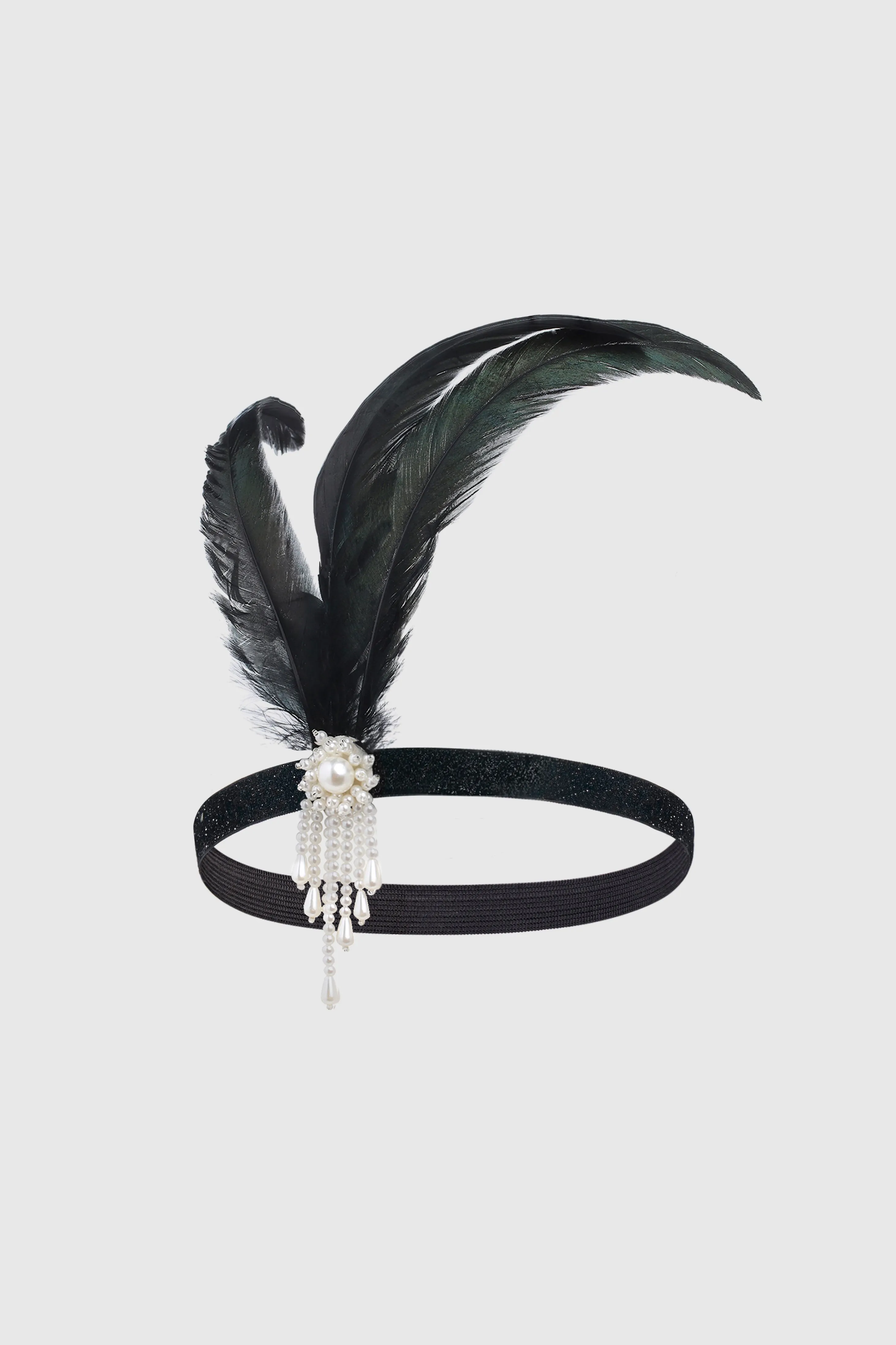 1920s Beaded Feather Shimmer Hairband sold by BABEYOND