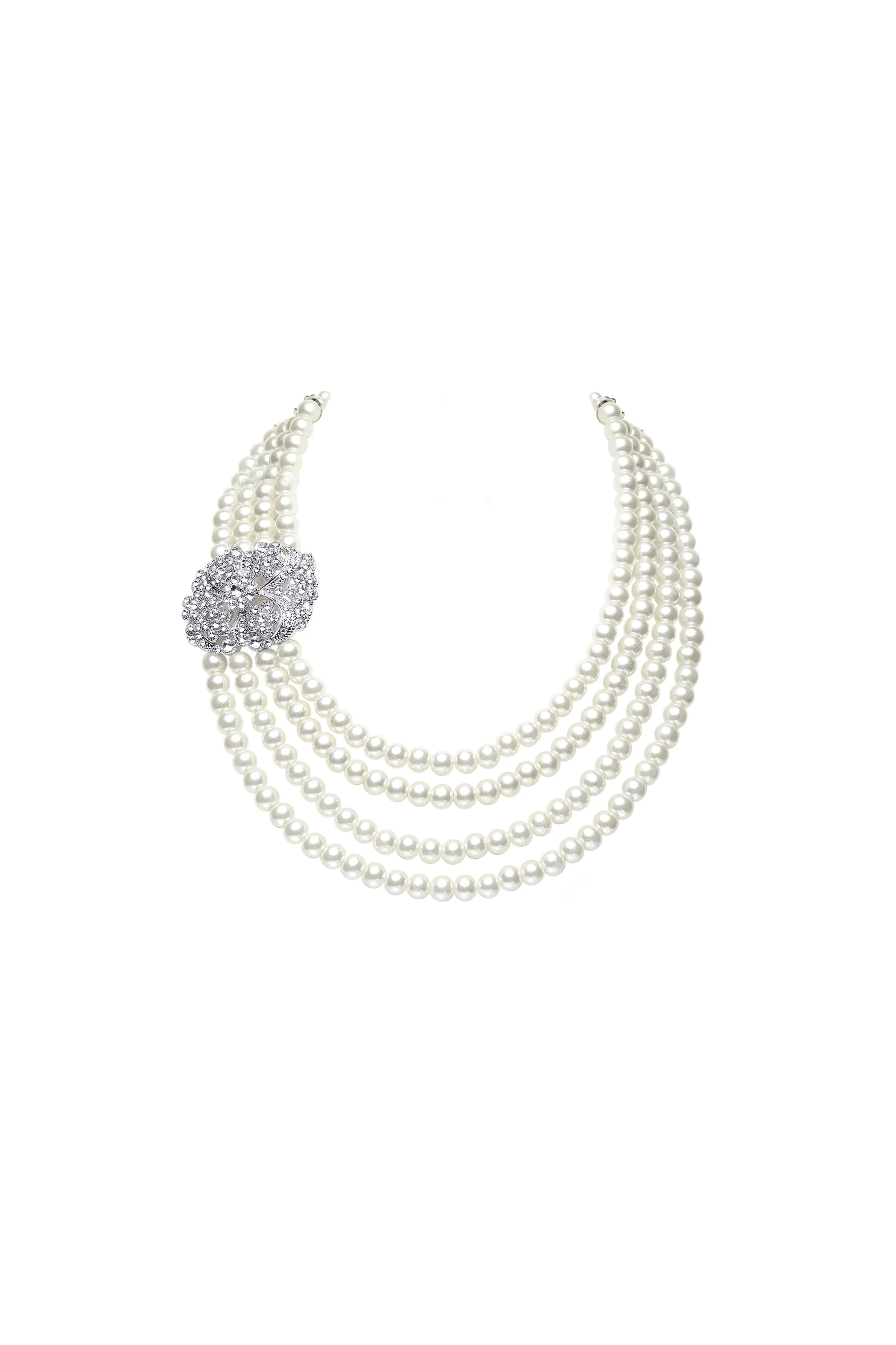 Shiny Layered Pearl Rhinestone Necklace Set sold by BABEYOND product image thumbnail 3