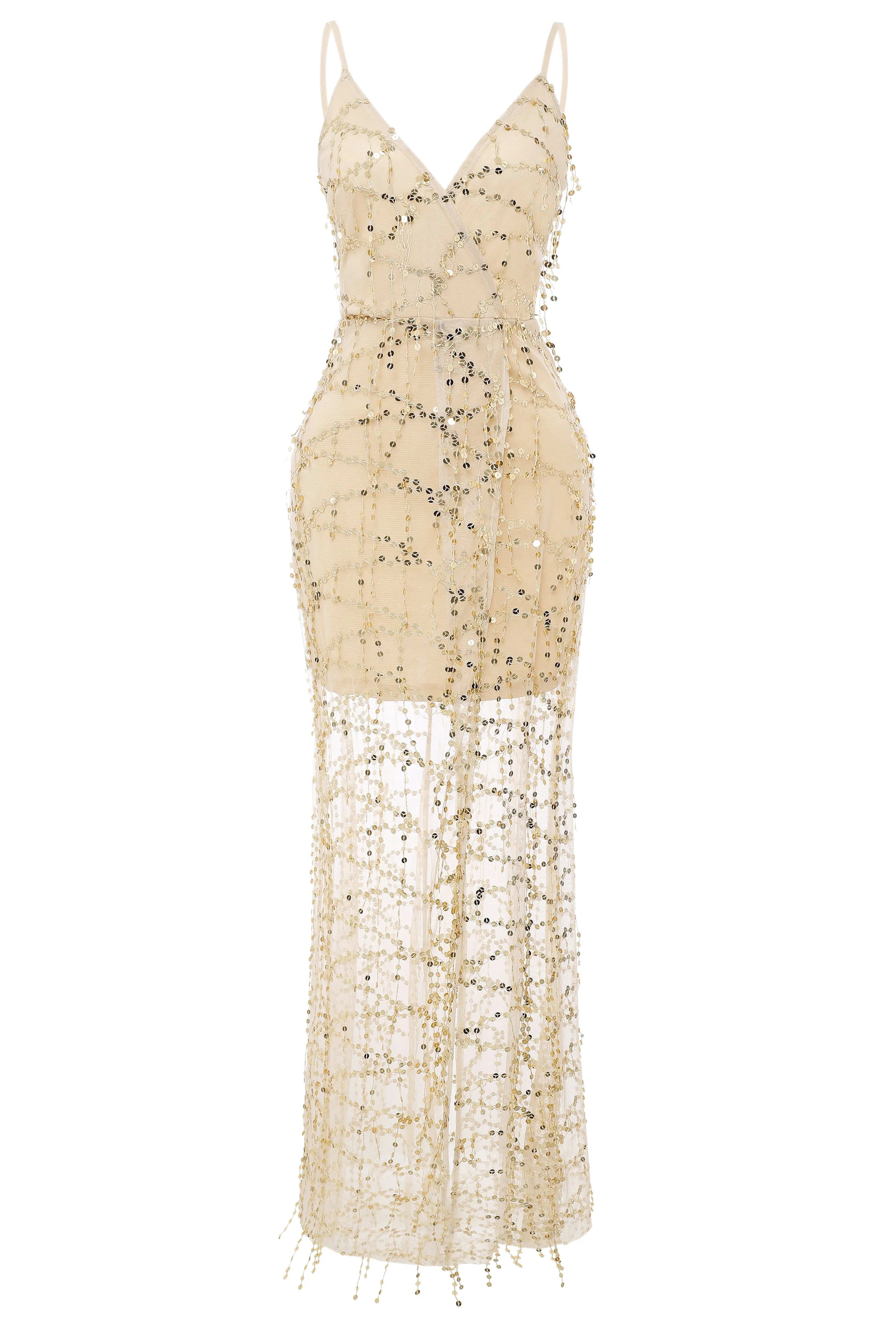 High Slit Glittering Sequin Strappy Dress sold by BABEYOND product image thumbnail 4