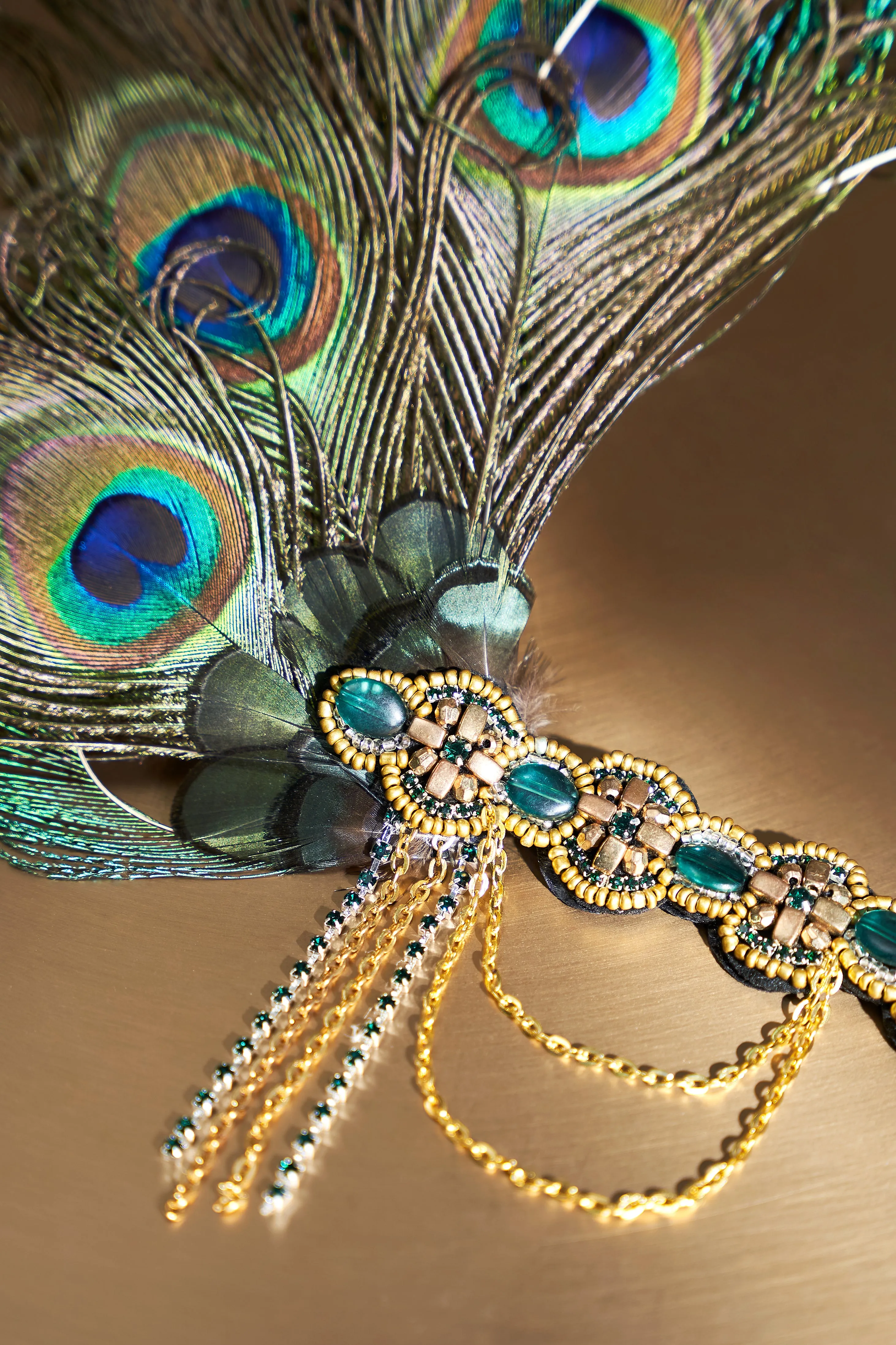 Beaded Peacock Feather Headband sold by BABEYOND product image thumbnail 2