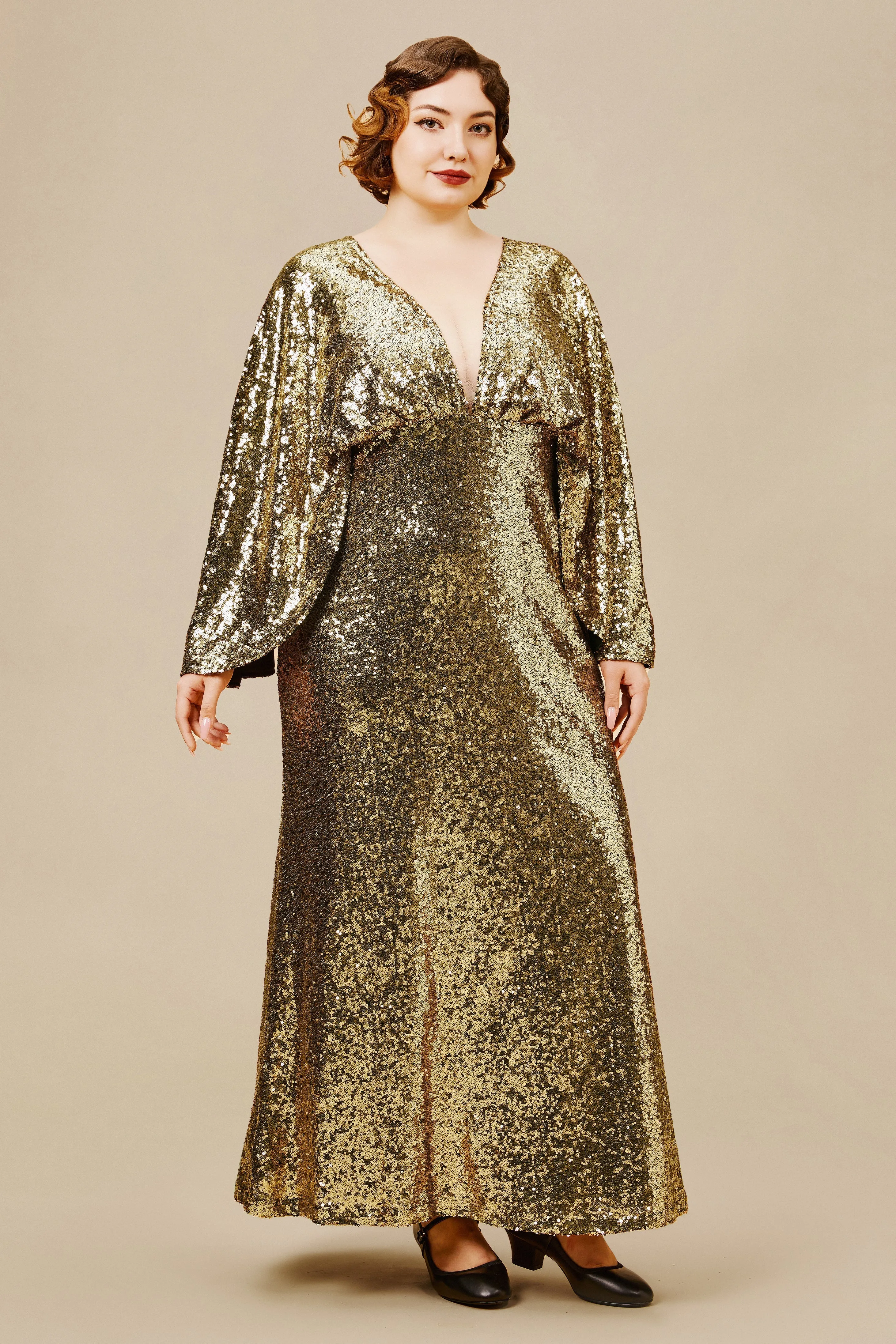 Scoop Neck Sheer Angel Sleeve Plus Size Dress sold by BABEYOND