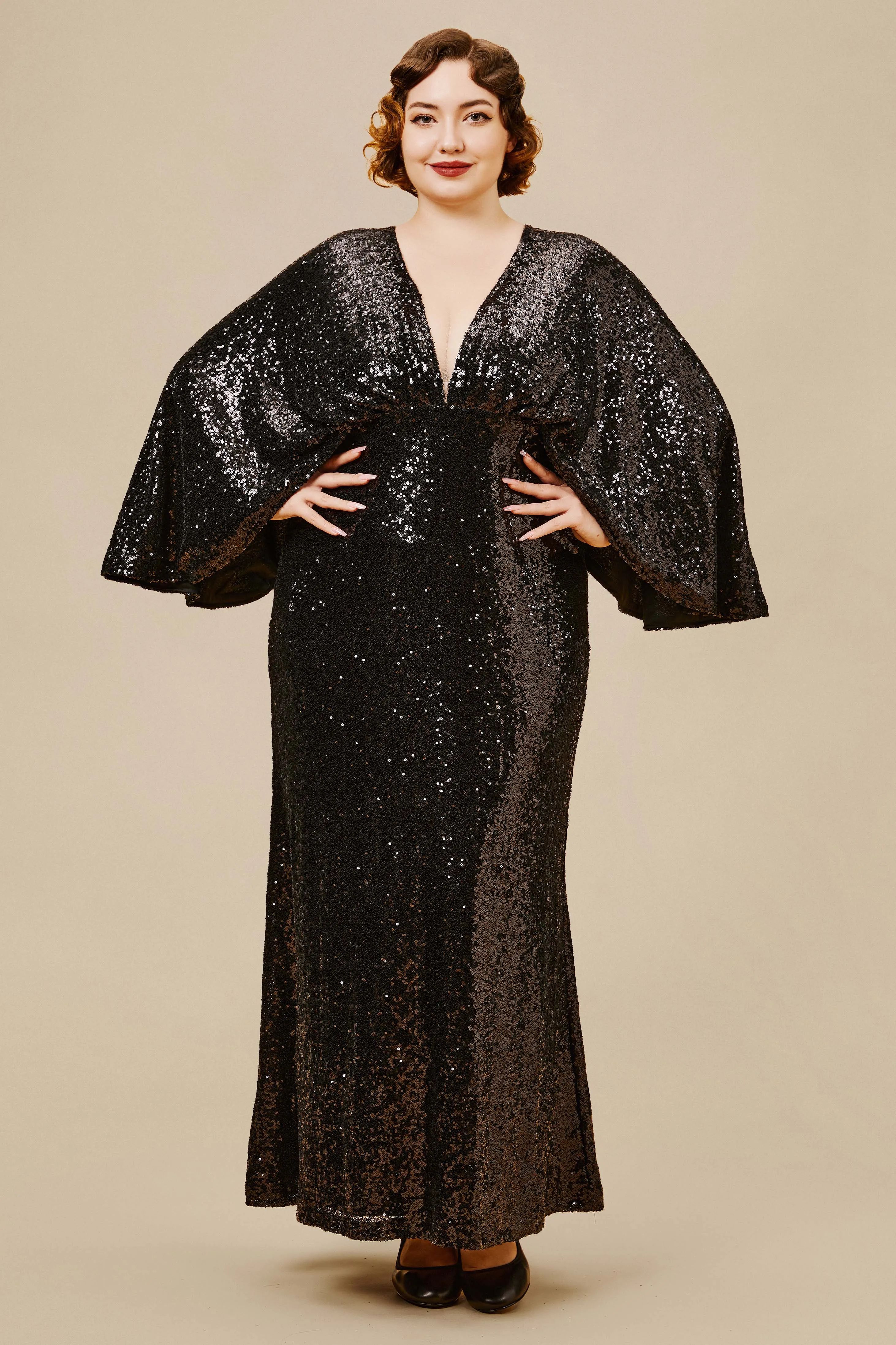 Scoop Neck Sheer Angel Sleeve Plus Size Dress sold by BABEYOND product image thumbnail 4