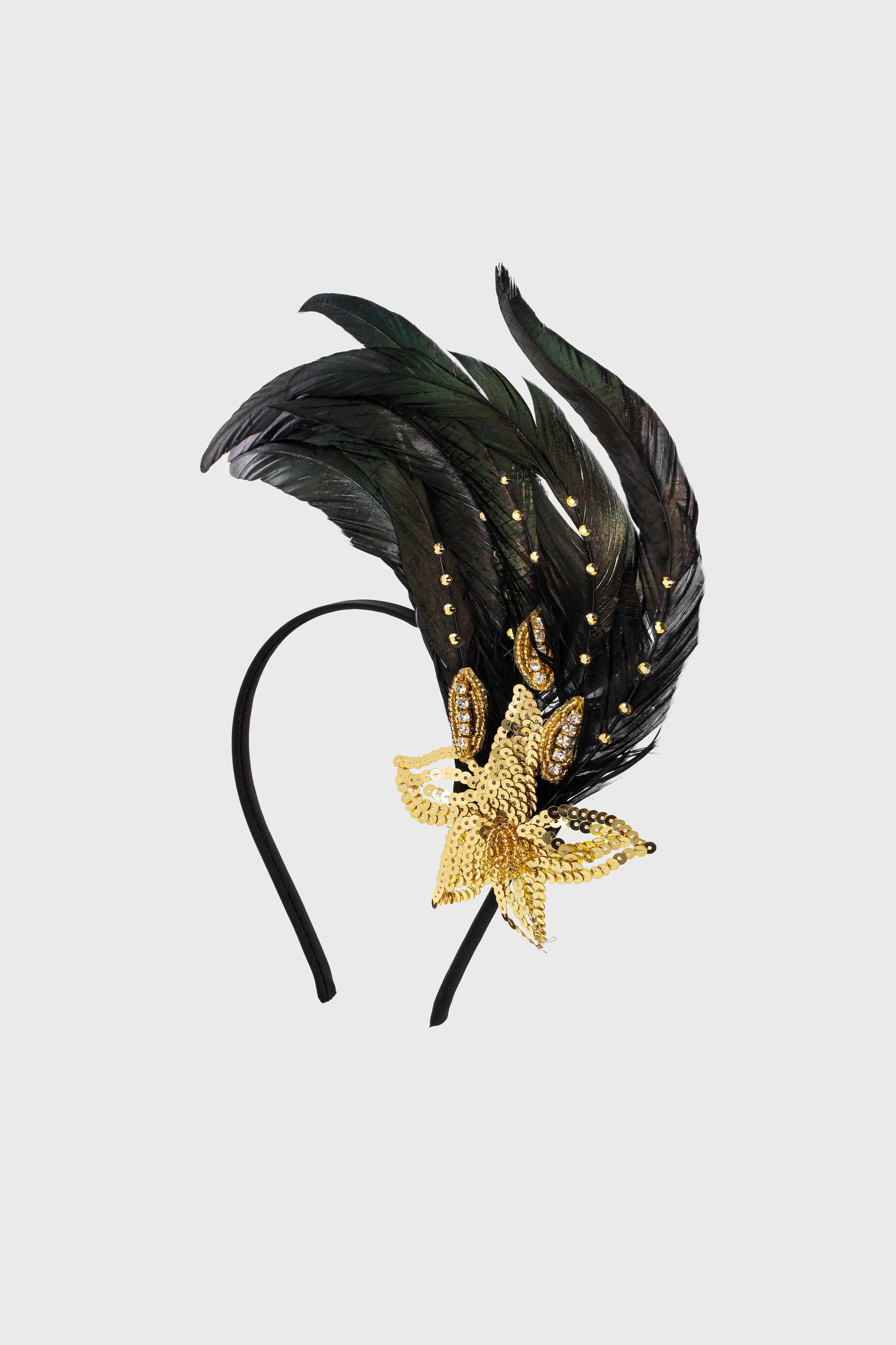 Beaded Sequin Floral Feather Headband sold by BABEYOND