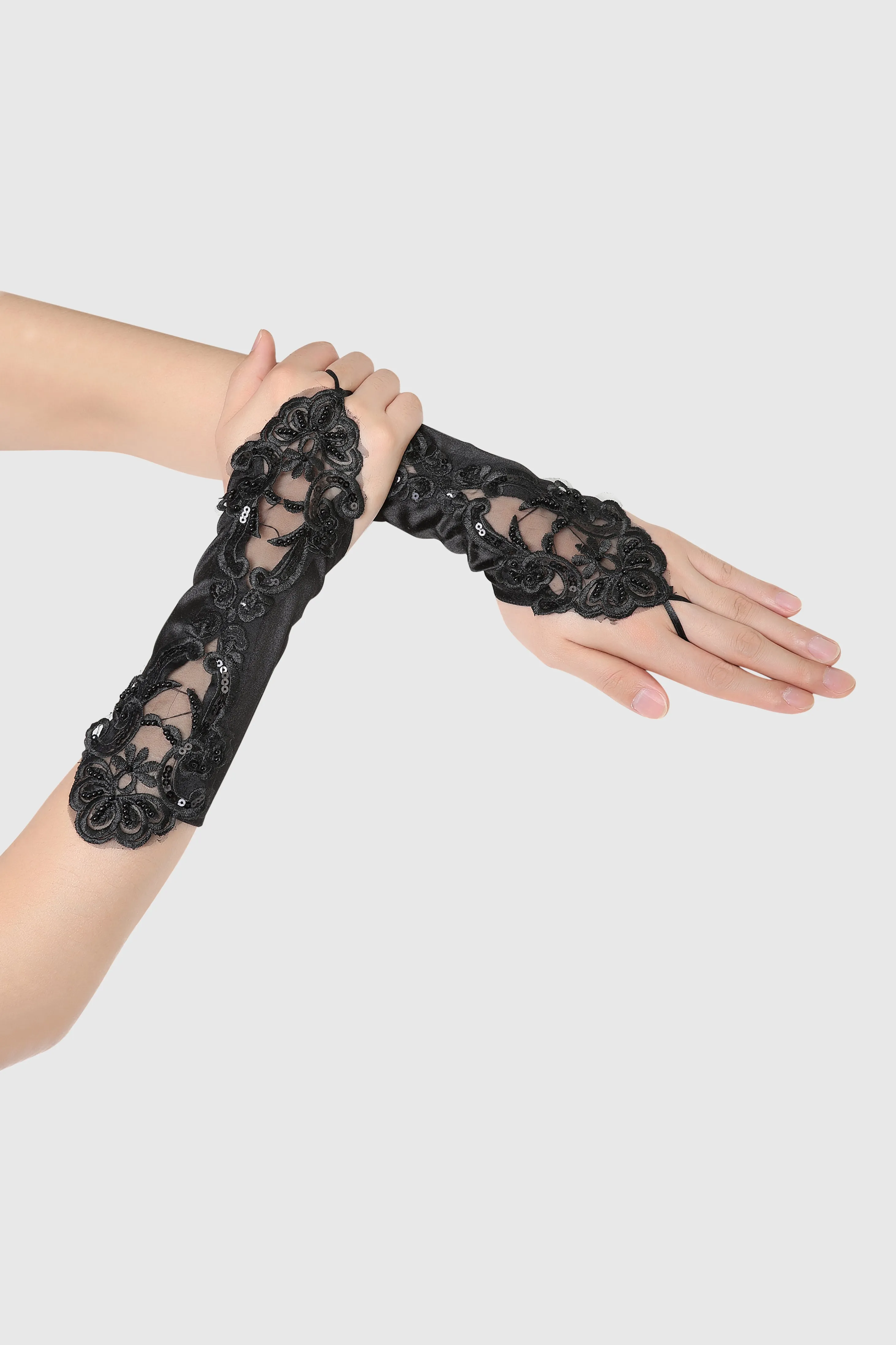 11.7" Finger Loop Lace Flapper Gloves sold by BABEYOND product image thumbnail 3