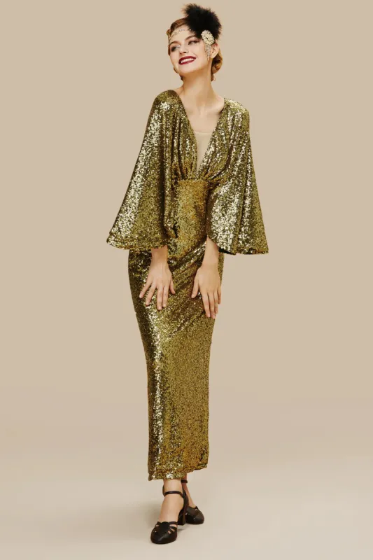 Scoop Neck Sheer Angel Sleeve Maxi Dress sold by BABEYOND