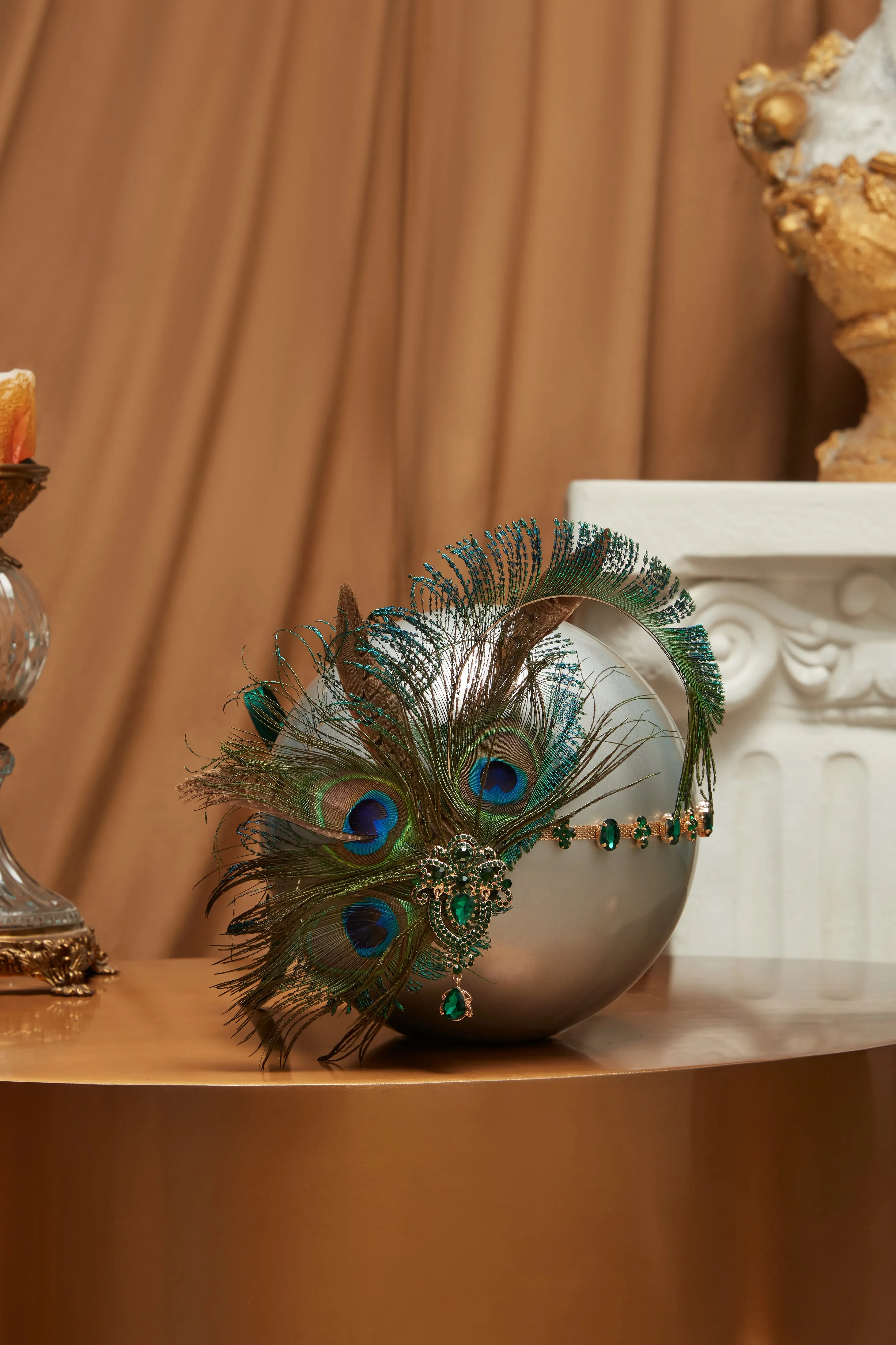 Vintage Rhinestone Peacock Feather Headpiece sold by BABEYOND product image thumbnail 5