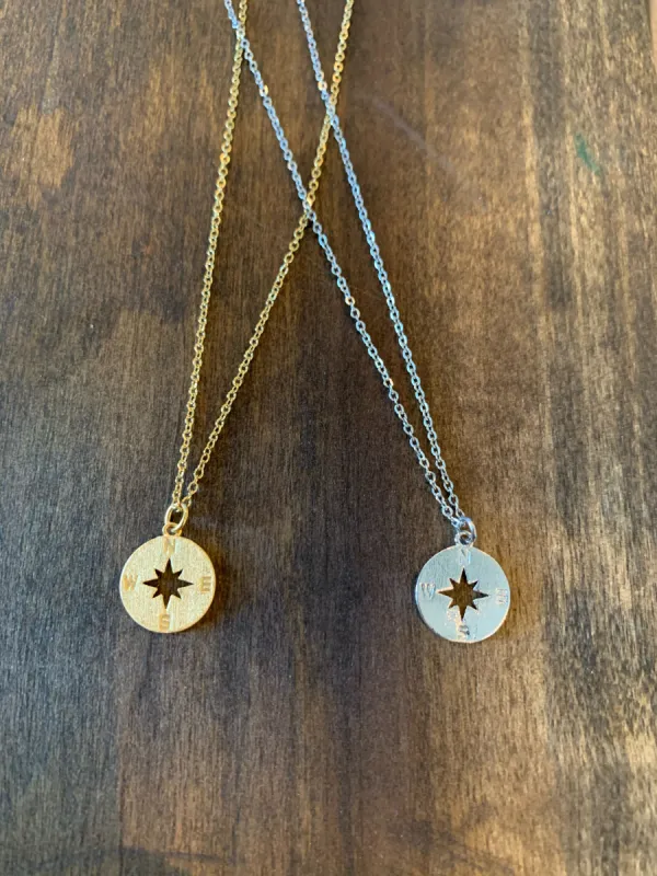 small compass necklace sold by bubs & sass