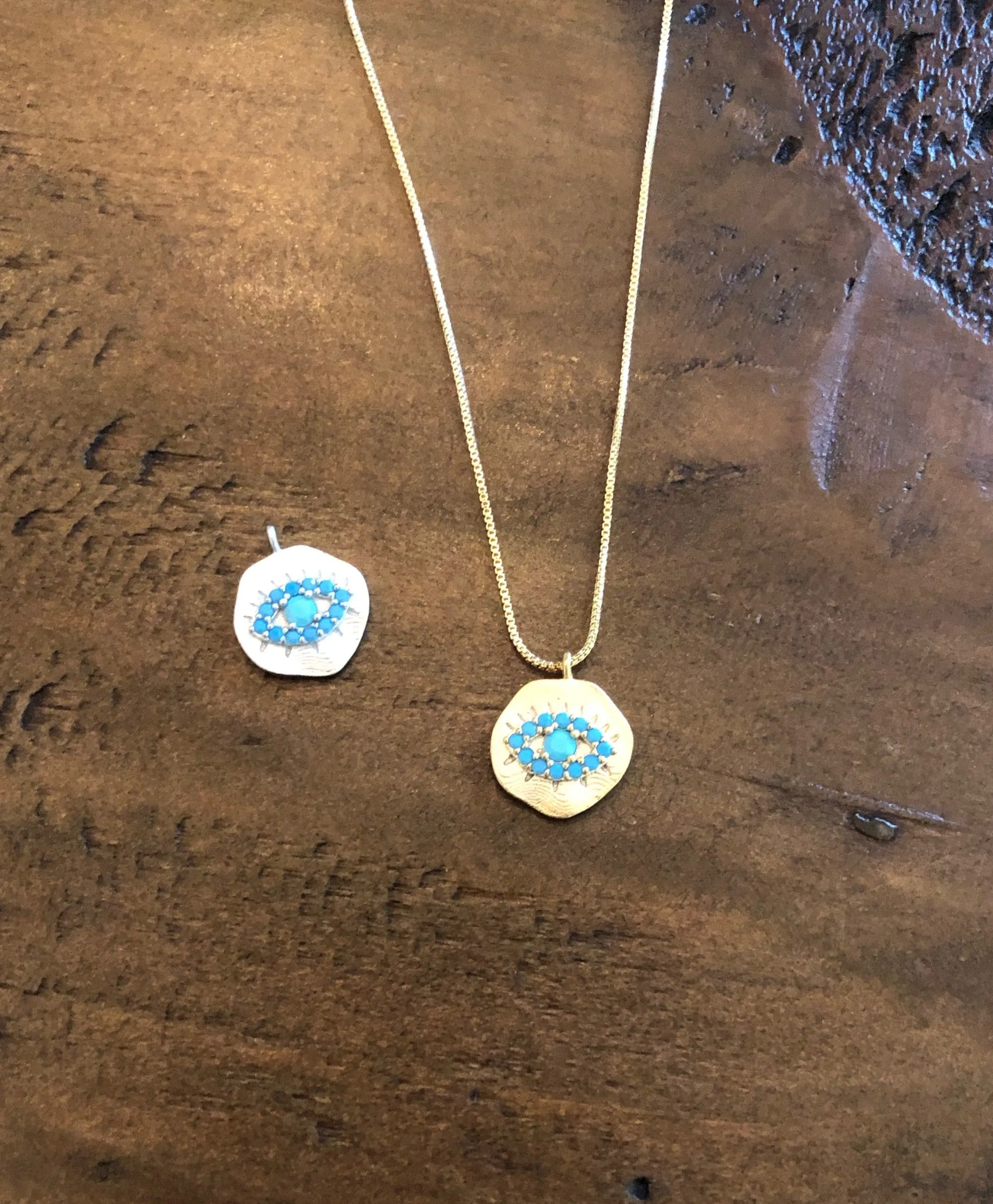 large evil eye necklace sold by bubs & sass