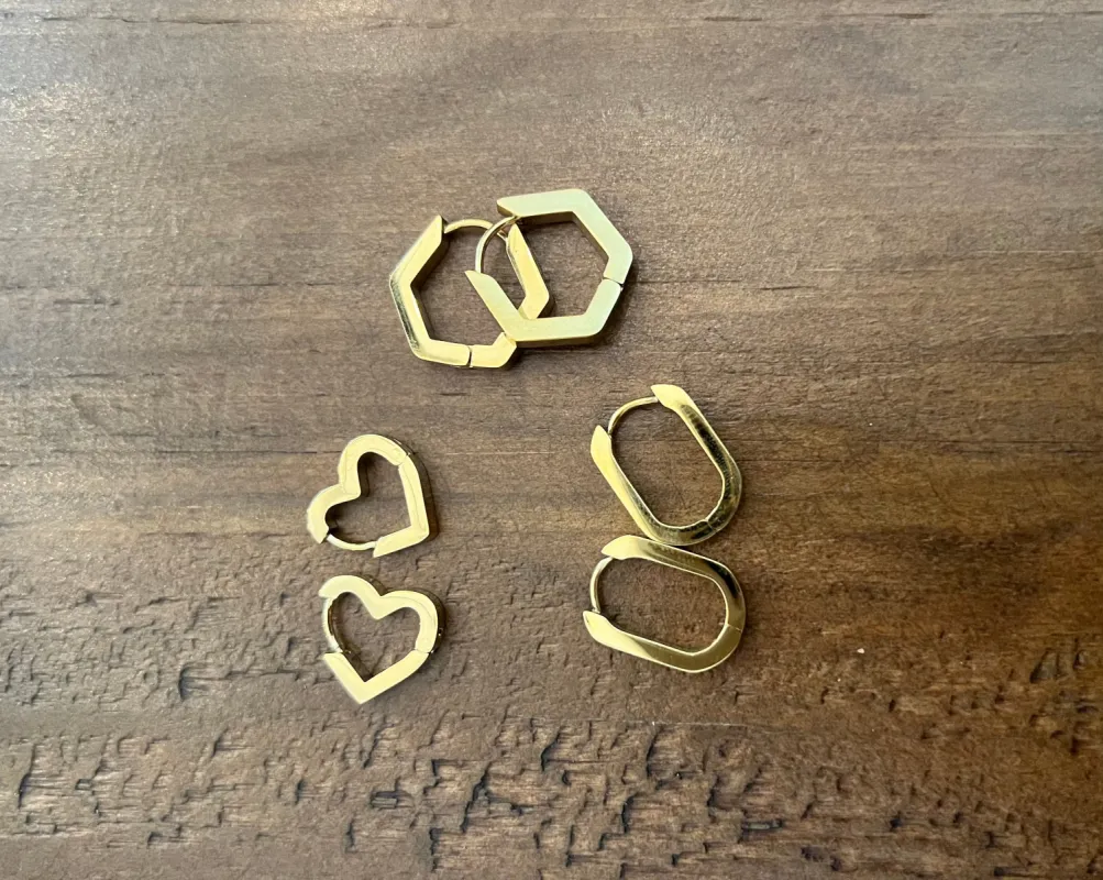 small geometric hoops sold by bubs & sass