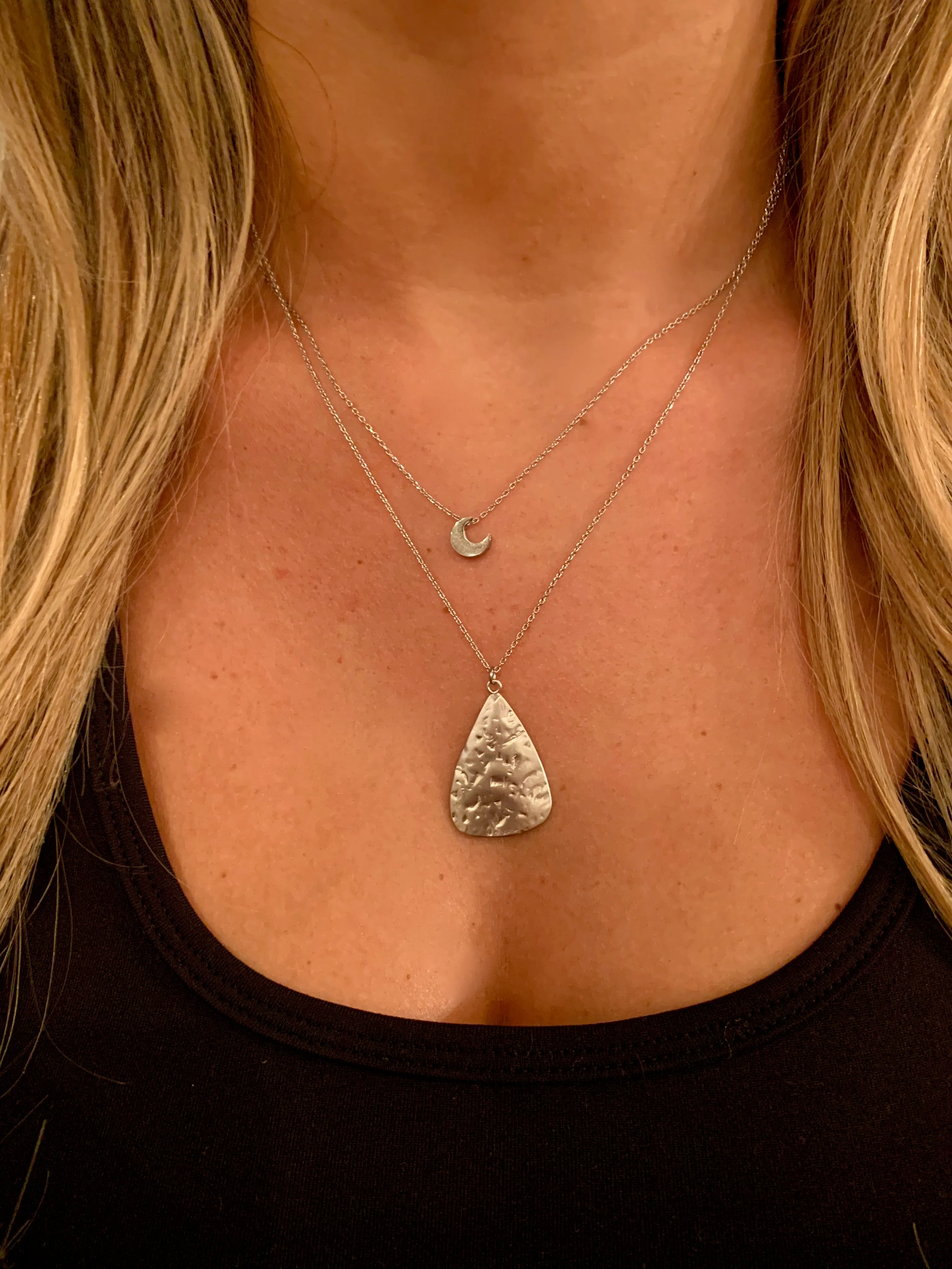 hammered matte triangle pendant necklace sold by bubs & sass product image thumbnail 2