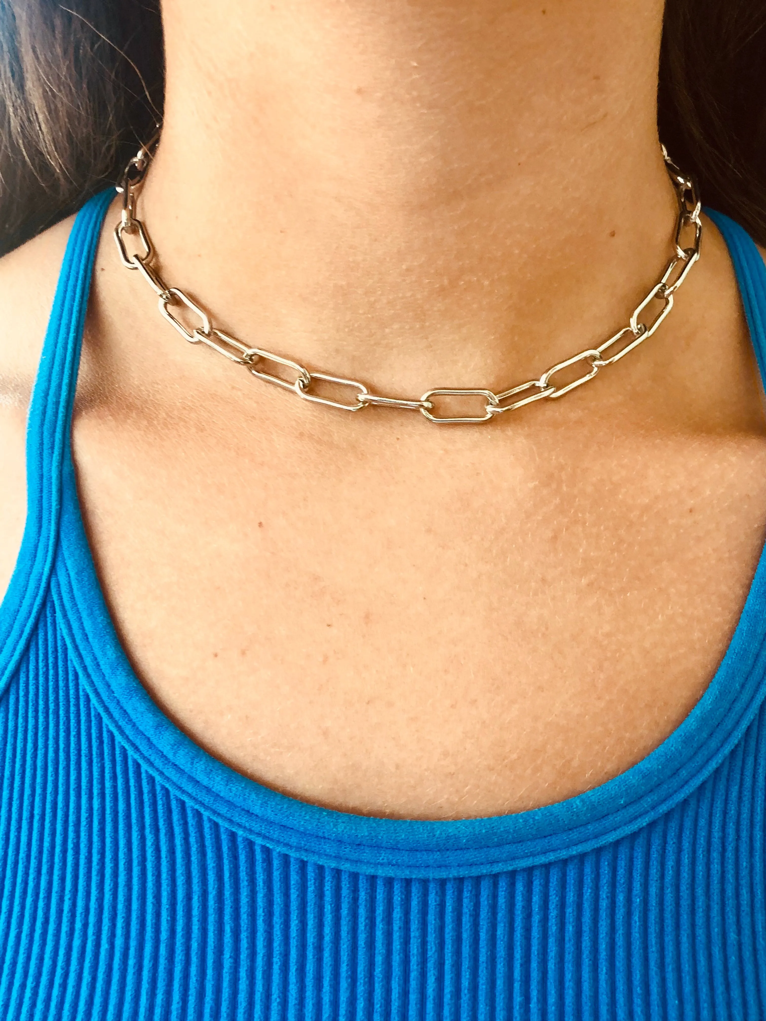thick chunky silver choker sold by bubs & sass product image thumbnail 2