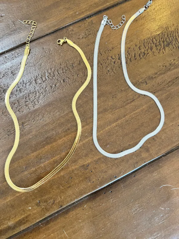 flat snake chain necklace sold by bubs & sass