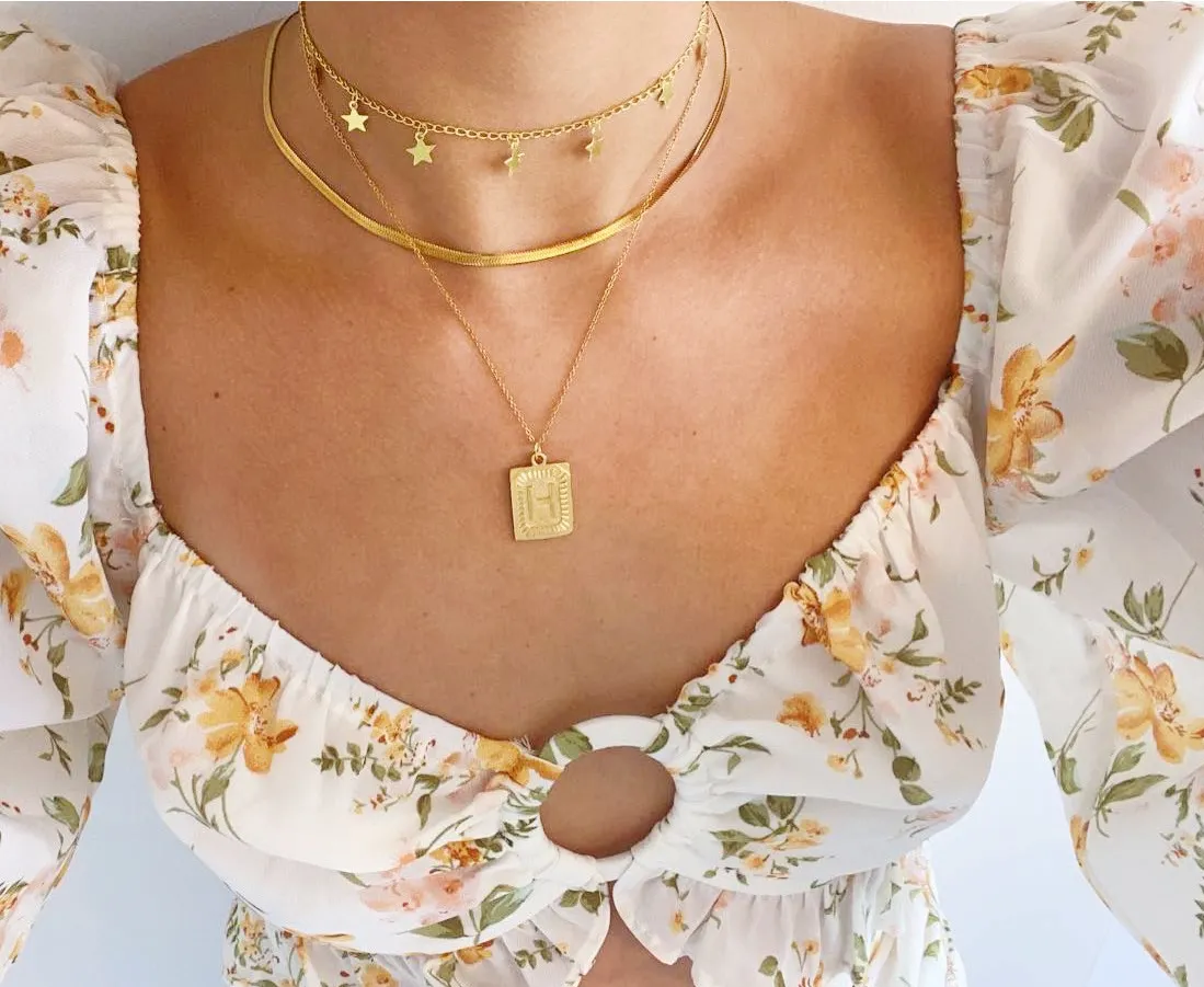 rectangle initial pendant necklace sold by bubs & sass product image thumbnail 2