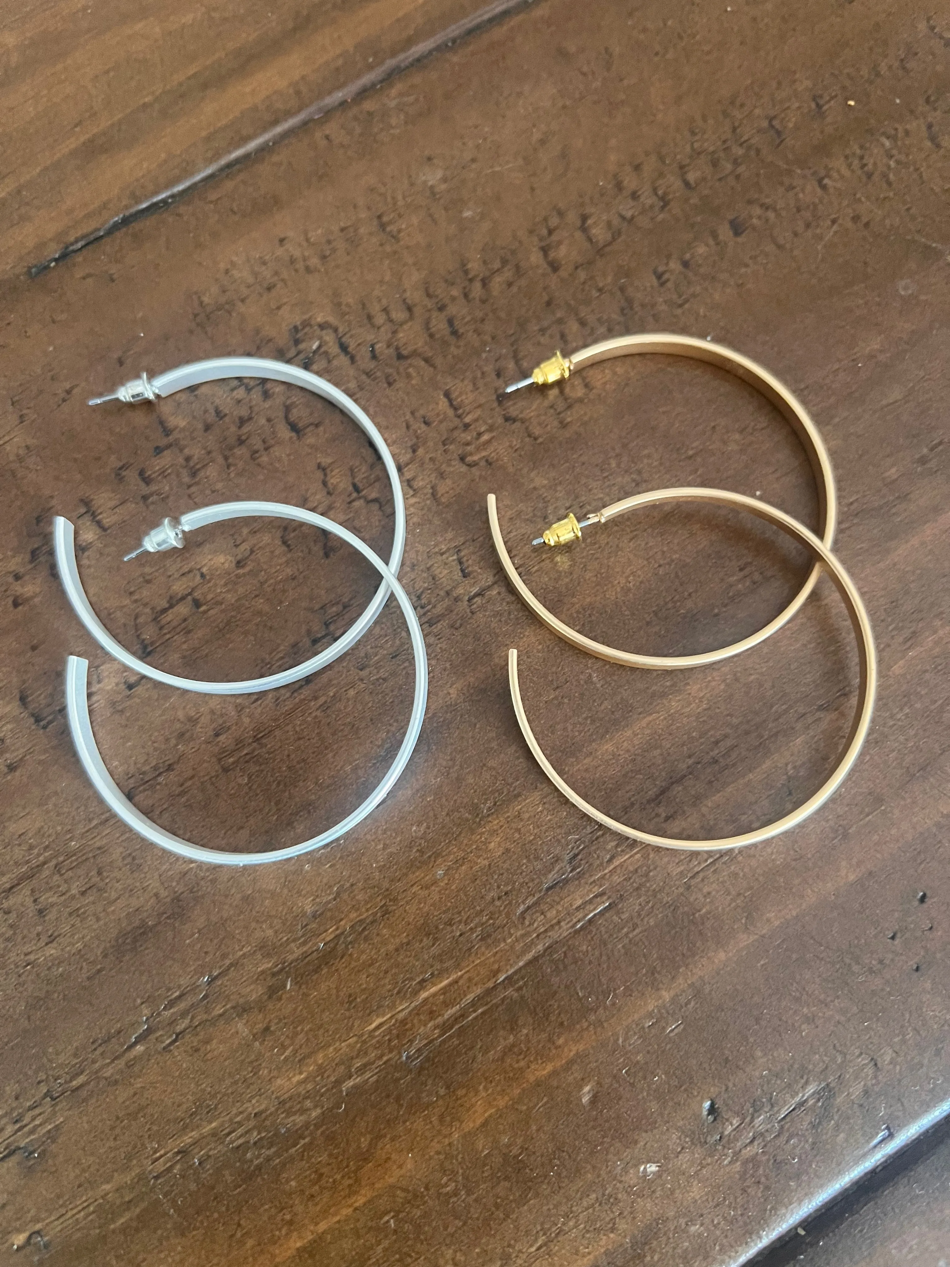 big thin matte hoops sold by bubs & sass