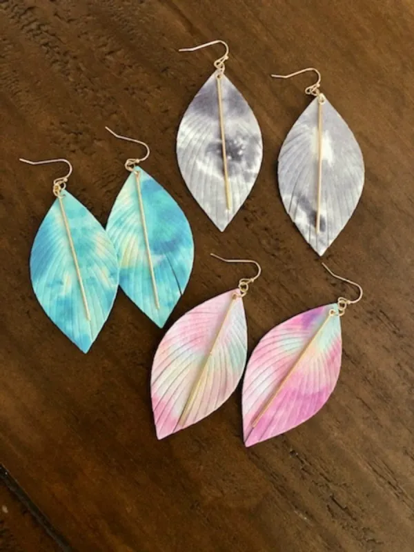 leatherette leaf dangle earrings sold by bubs & sass