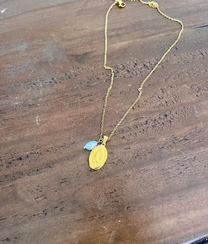 waterproof mary coin necklace sold by bubs & sass