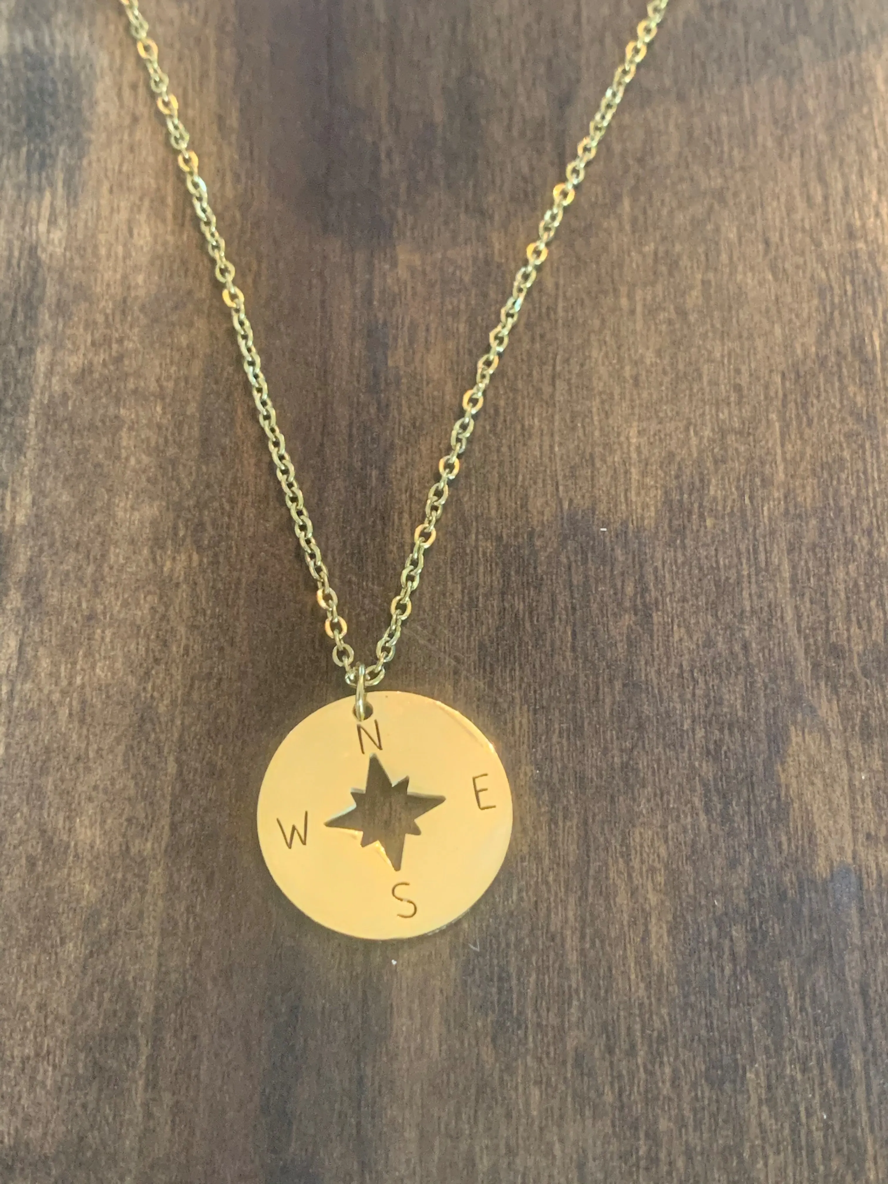 large compass pendant necklace sold by bubs & sass product image thumbnail 3