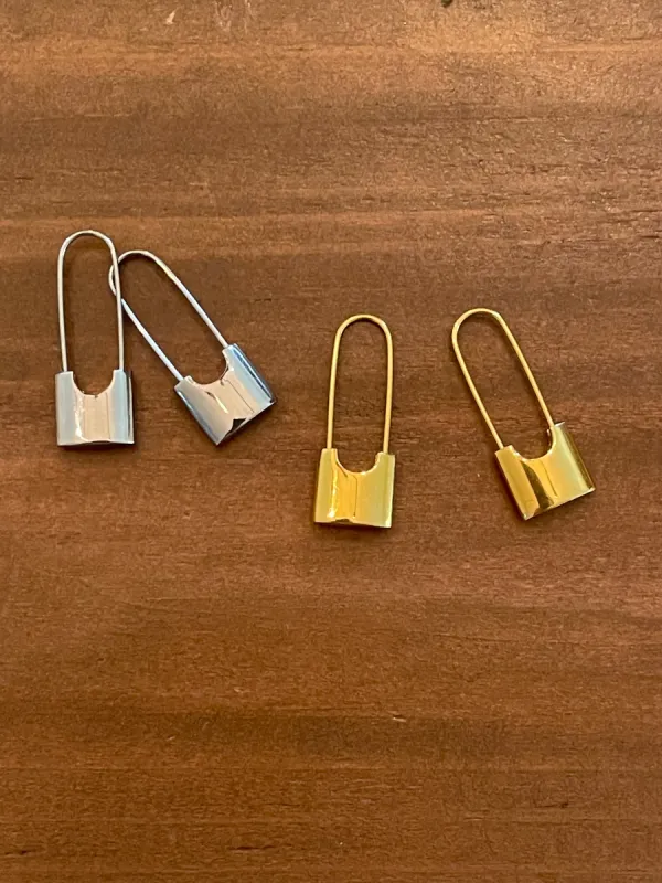 safety pin earrings sold by bubs & sass