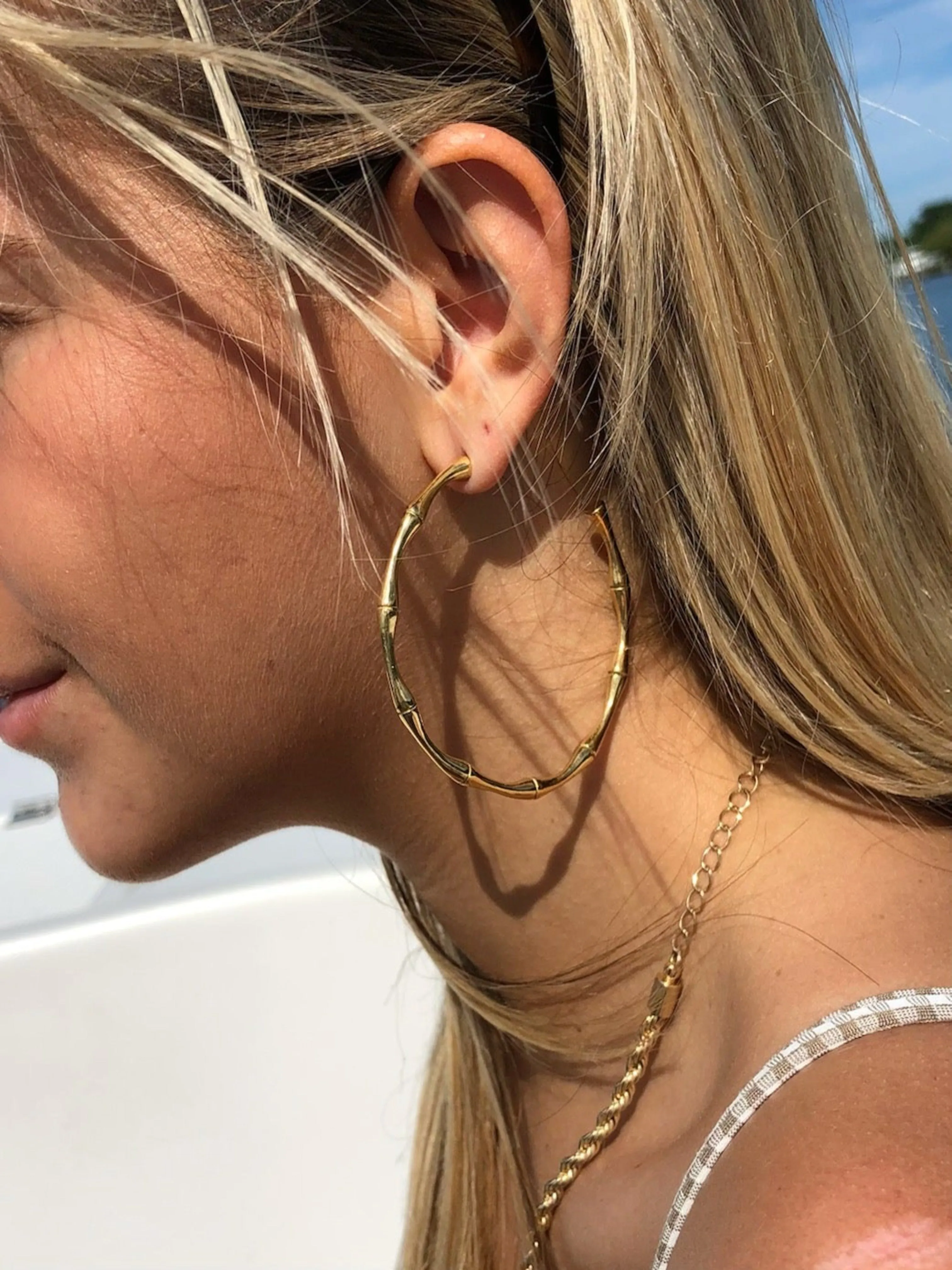 big bamboo hoop earrings sold by bubs & sass product image thumbnail 2