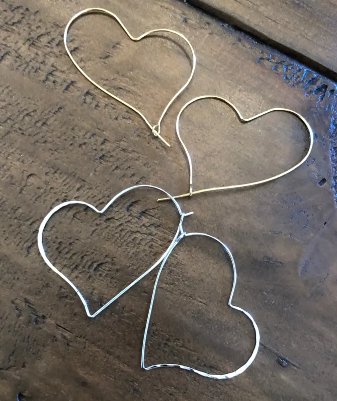 hammered heart hoop earrings sold by bubs & sass