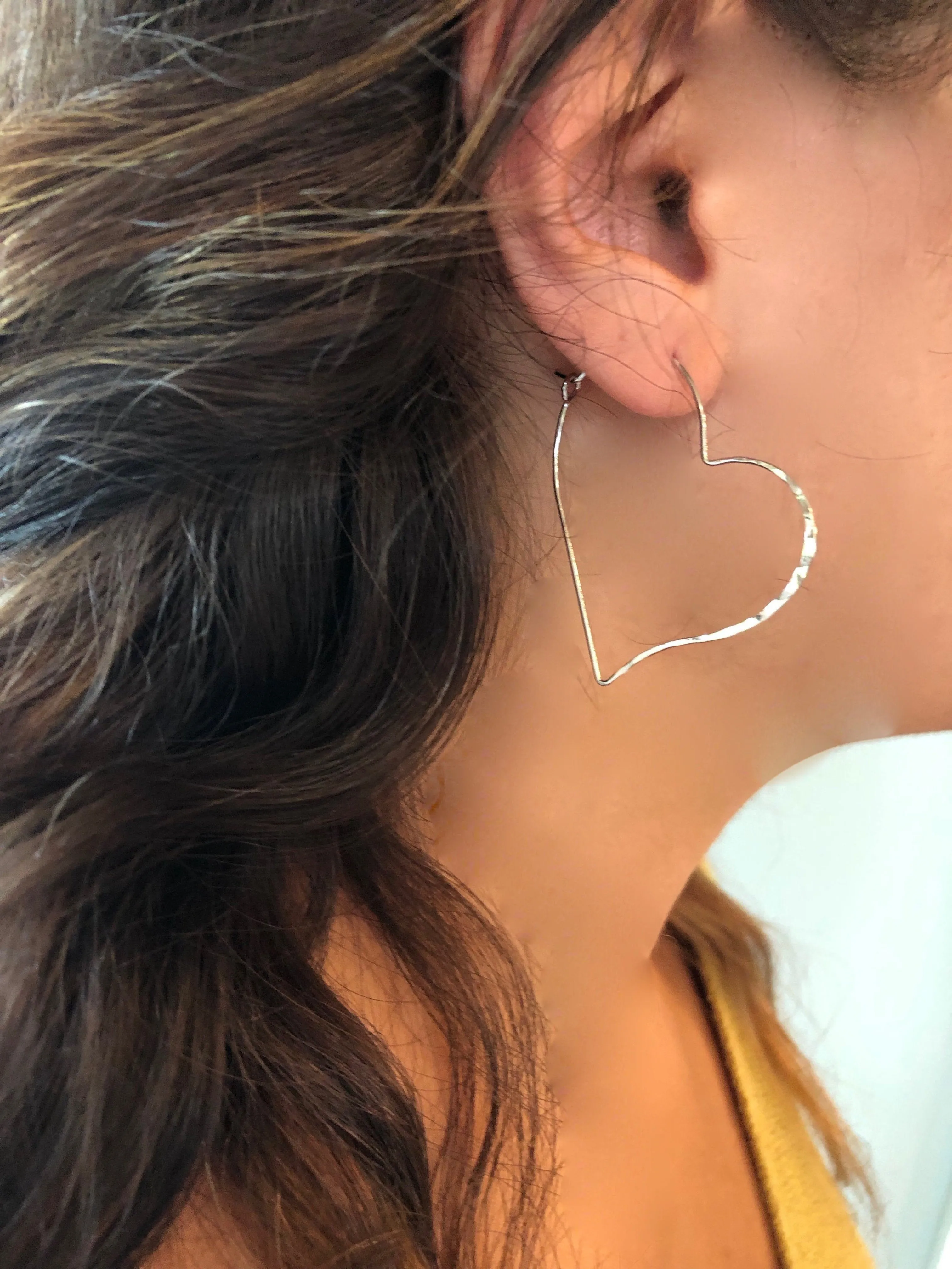 hammered heart hoop earrings sold by bubs & sass product image thumbnail 2
