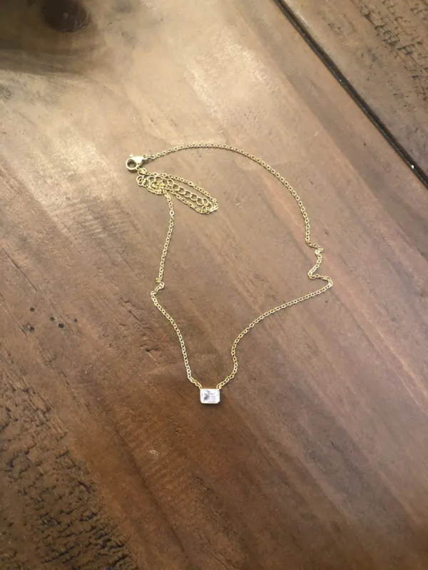 dainty crystal rectangle connector choker sold by bubs & sass