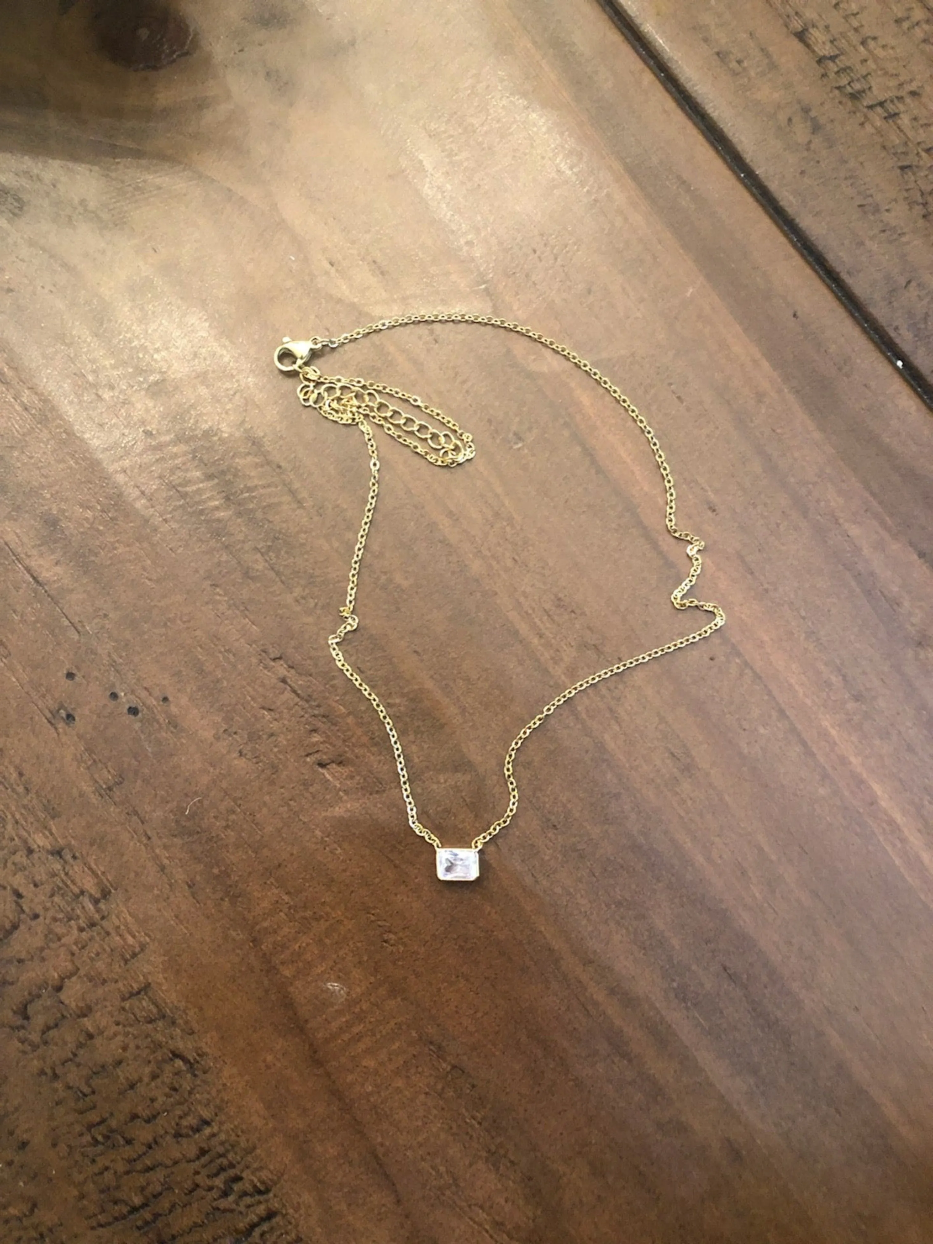 dainty crystal rectangle connector choker sold by bubs & sass