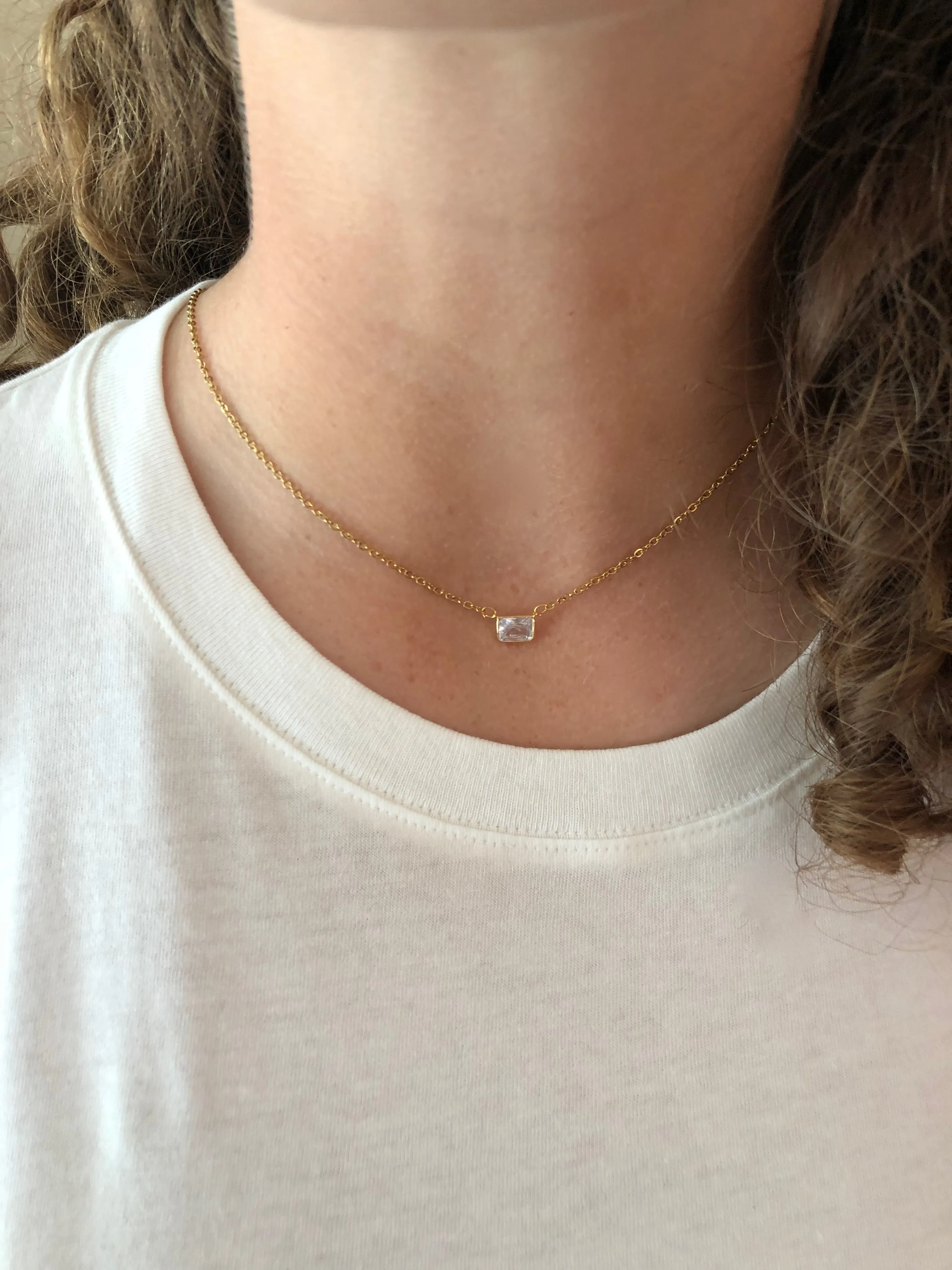 dainty crystal rectangle connector choker sold by bubs & sass product image thumbnail 2