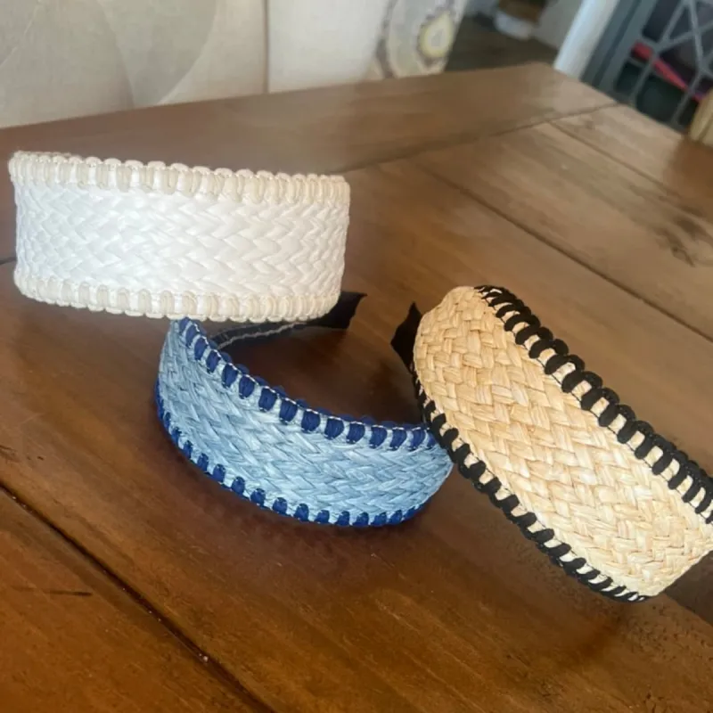 wide brimmed straw headband sold by bubs & sass