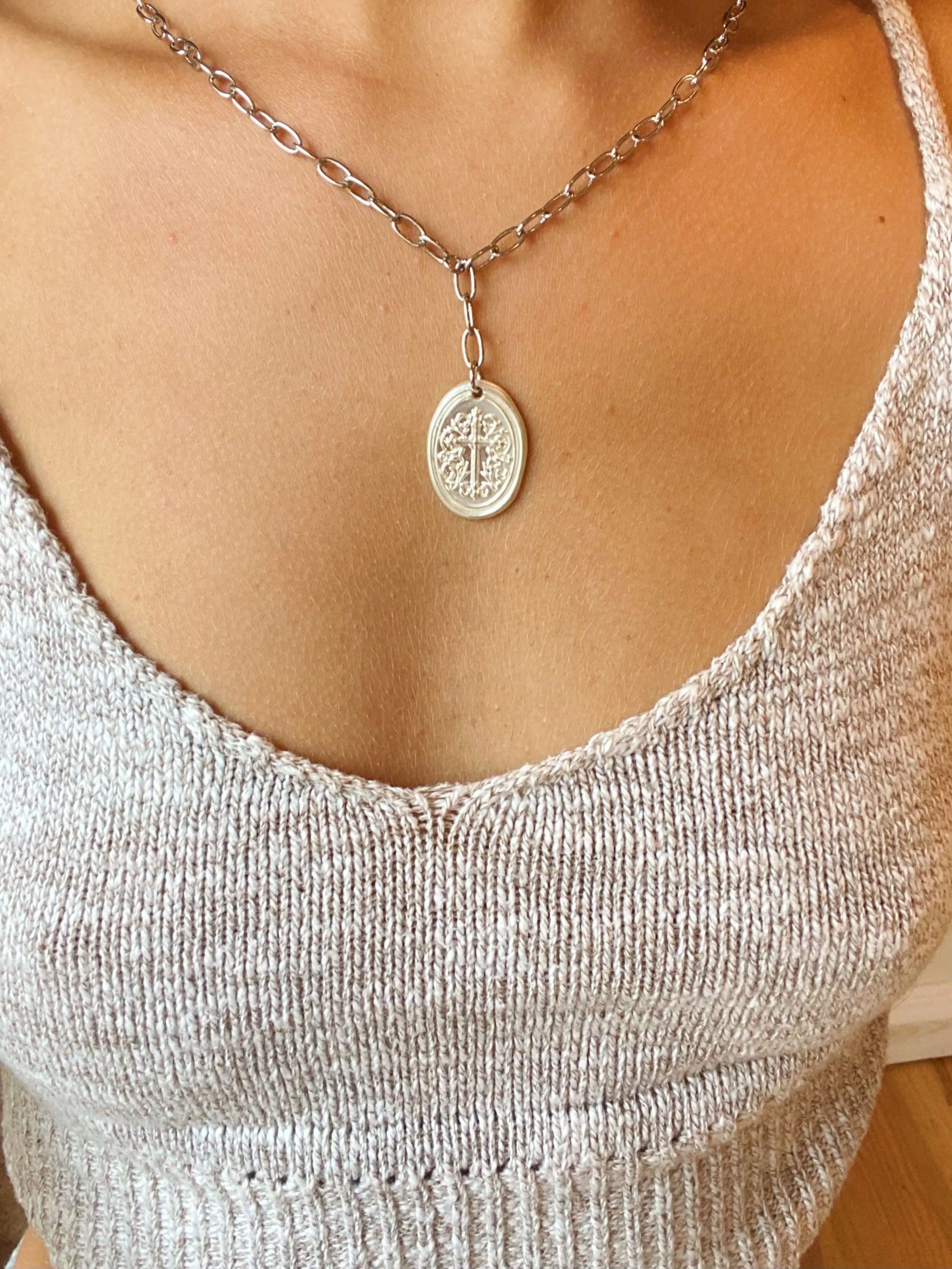 chunky cross coin pendant sold by bubs & sass
