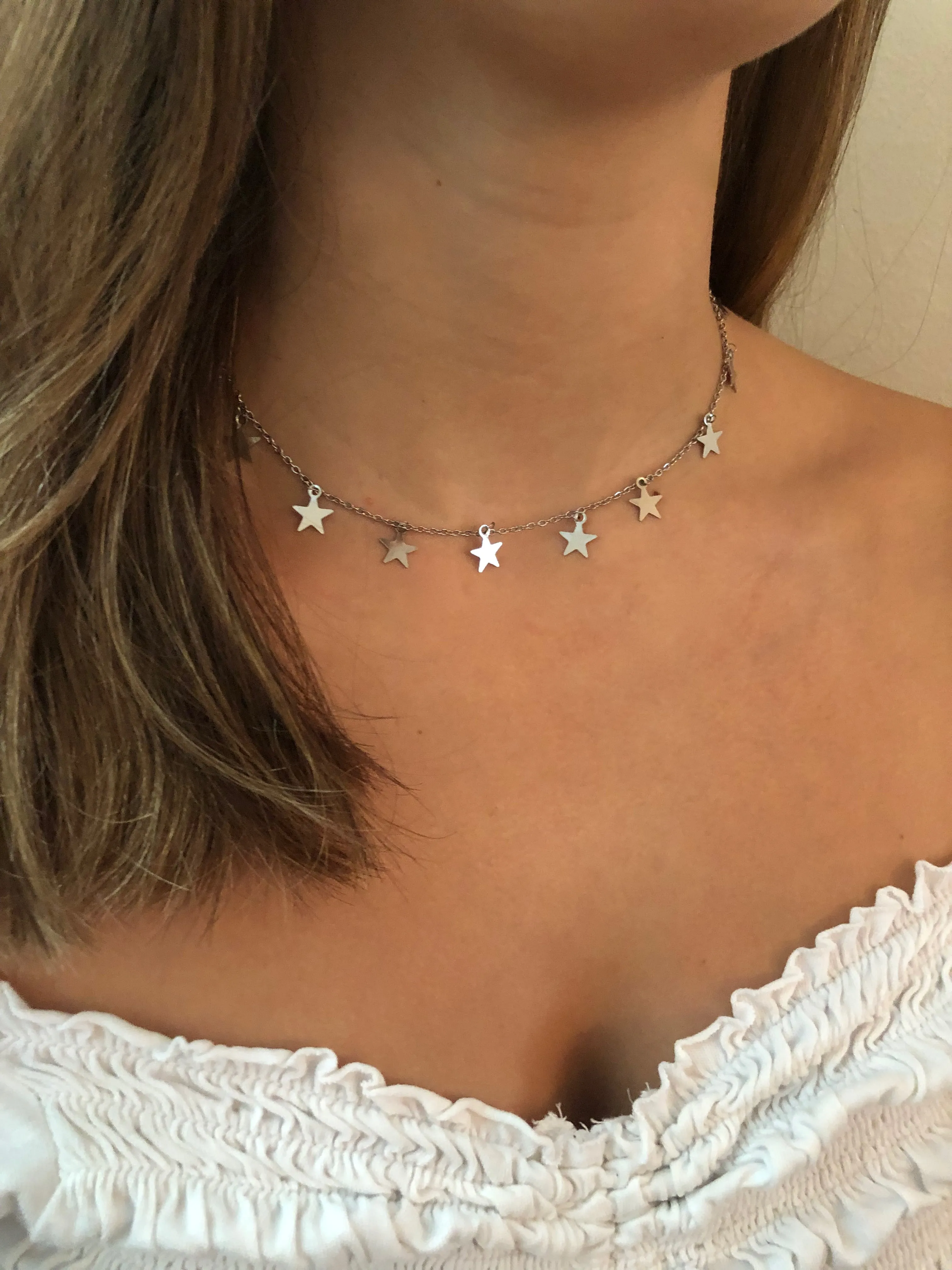stainless steel silver star choker sold by bubs & sass
