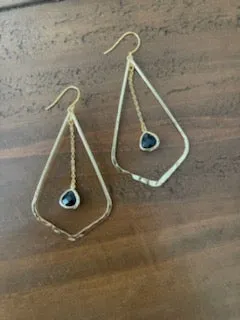 teardrop glass stone dangle hoop earrings sold by bubs & sass product image thumbnail 4