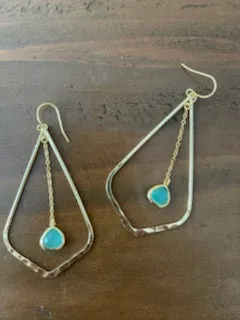teardrop glass stone dangle hoop earrings sold by bubs & sass product image thumbnail 3