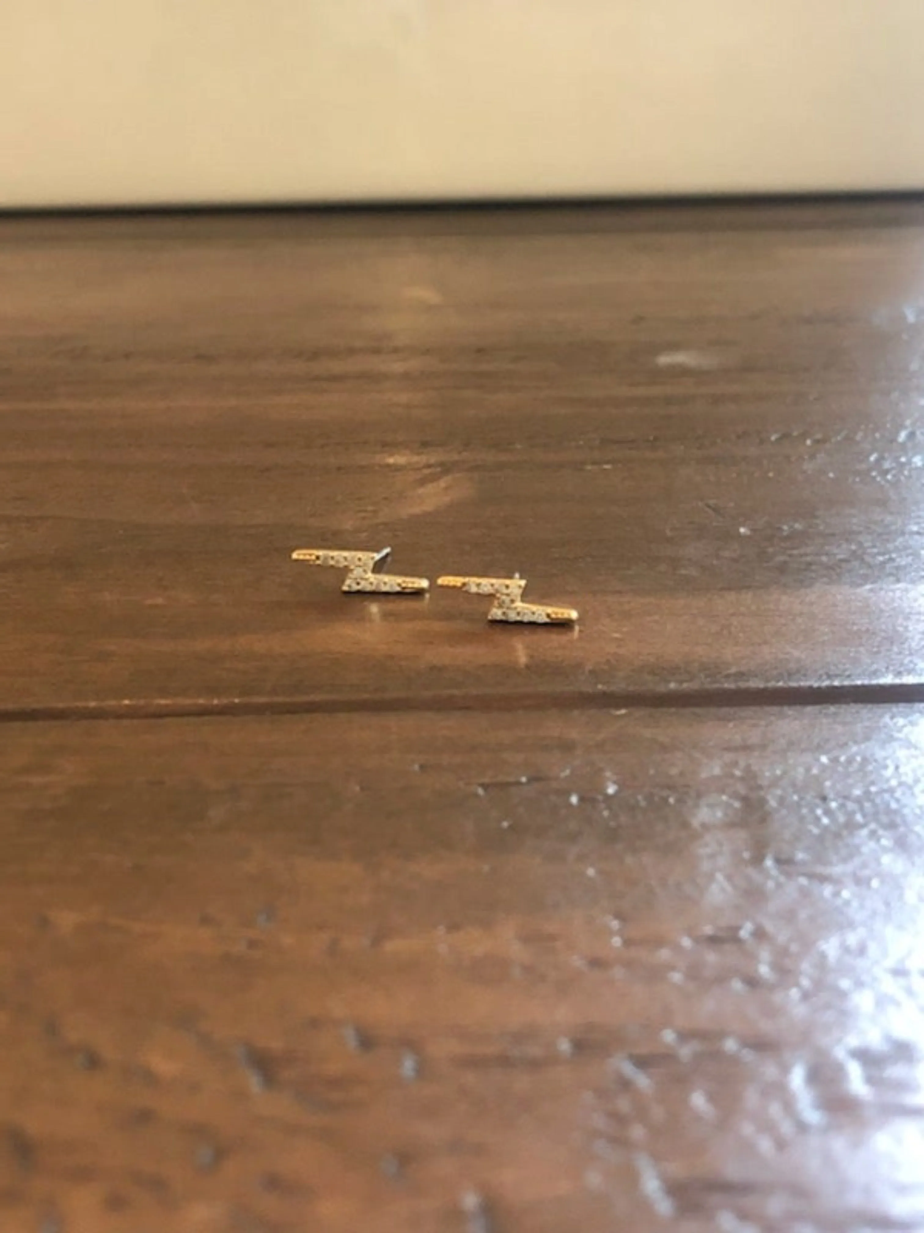 cz lightning bolt/horseshoe stud earrings sold by bubs & sass product image thumbnail 2