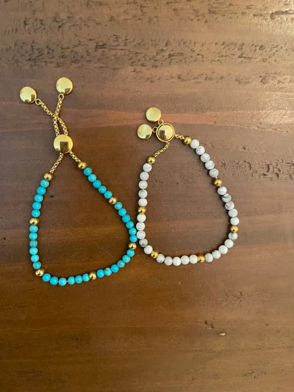 adjustable stainless steel beaded bracelet sold by bubs & sass