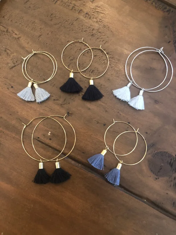 tassel hoop earrings sold by bubs & sass