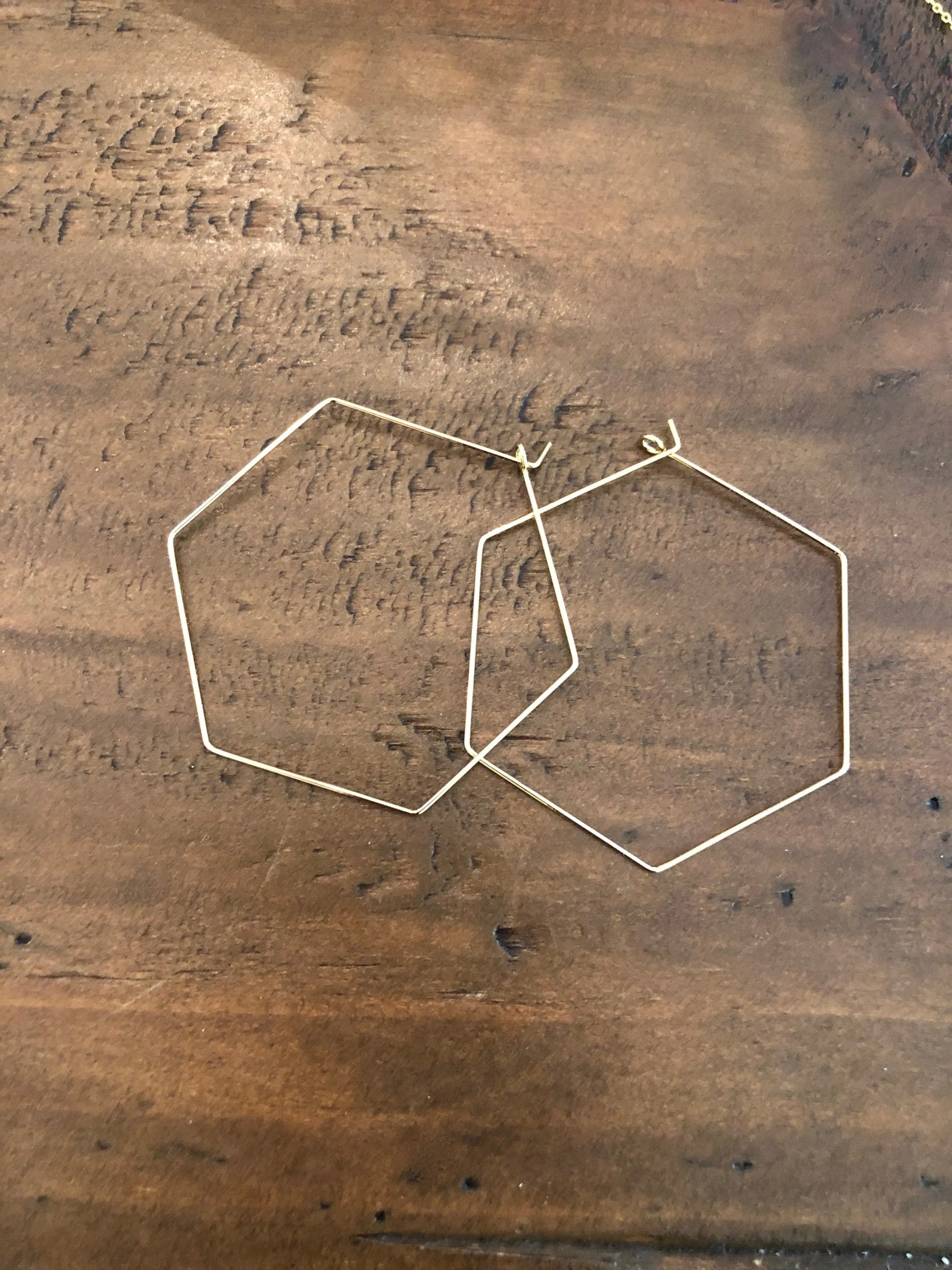 large geometric hexagon hoop earrings sold by bubs & sass