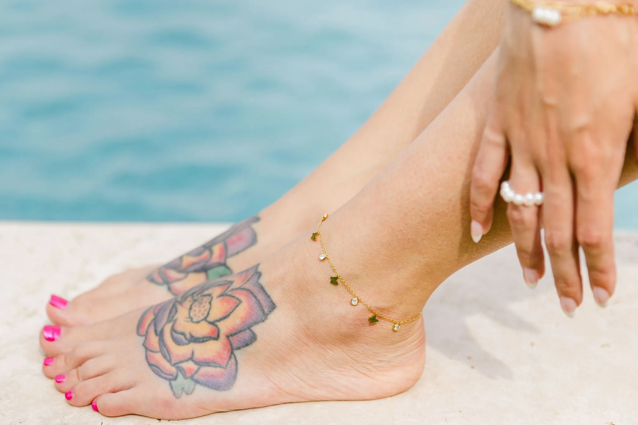 waterproof butterfly and pearl anklets sold by bubs & sass product image thumbnail 4