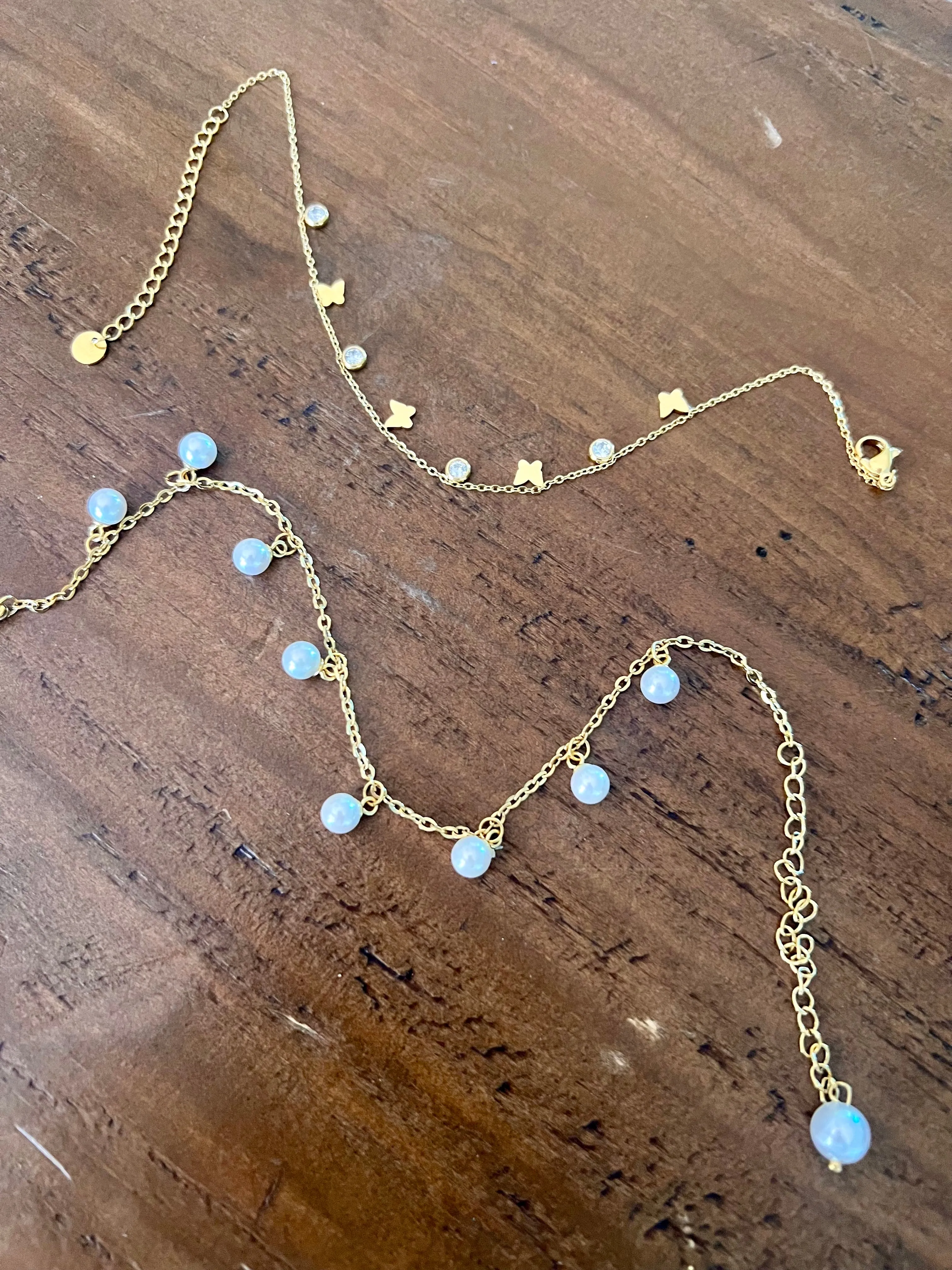 waterproof butterfly and pearl anklets sold by bubs & sass