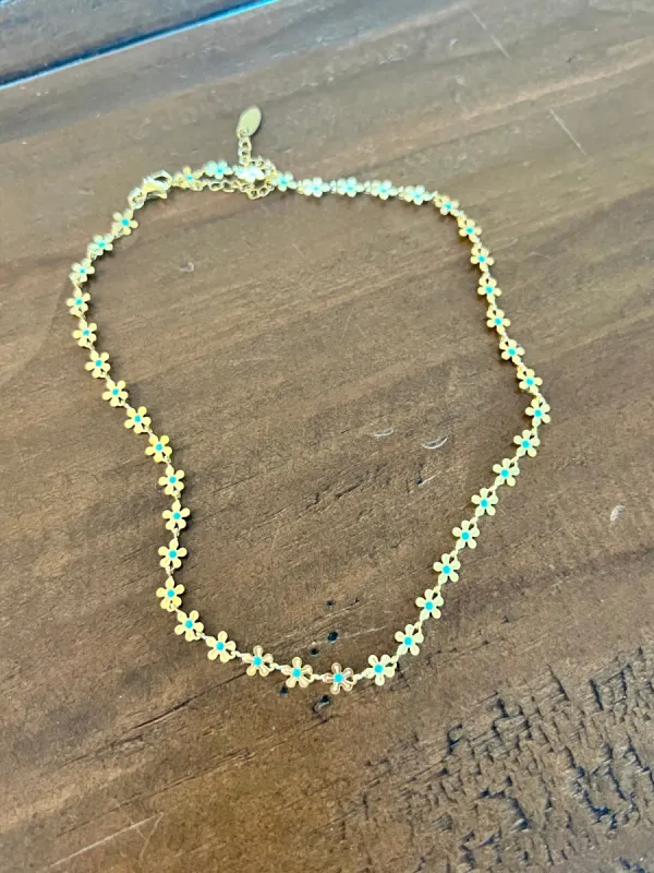 turquoise flower choker sold by bubs & sass