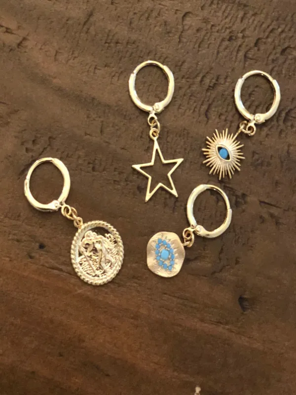 huggie earrings with pendants sold by bubs & sass