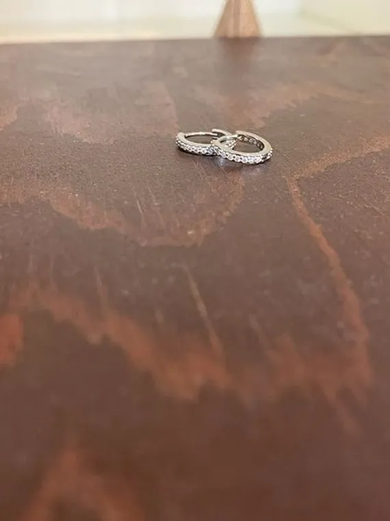 cz huggie hoop earrings sold by bubs & sass product image thumbnail 2