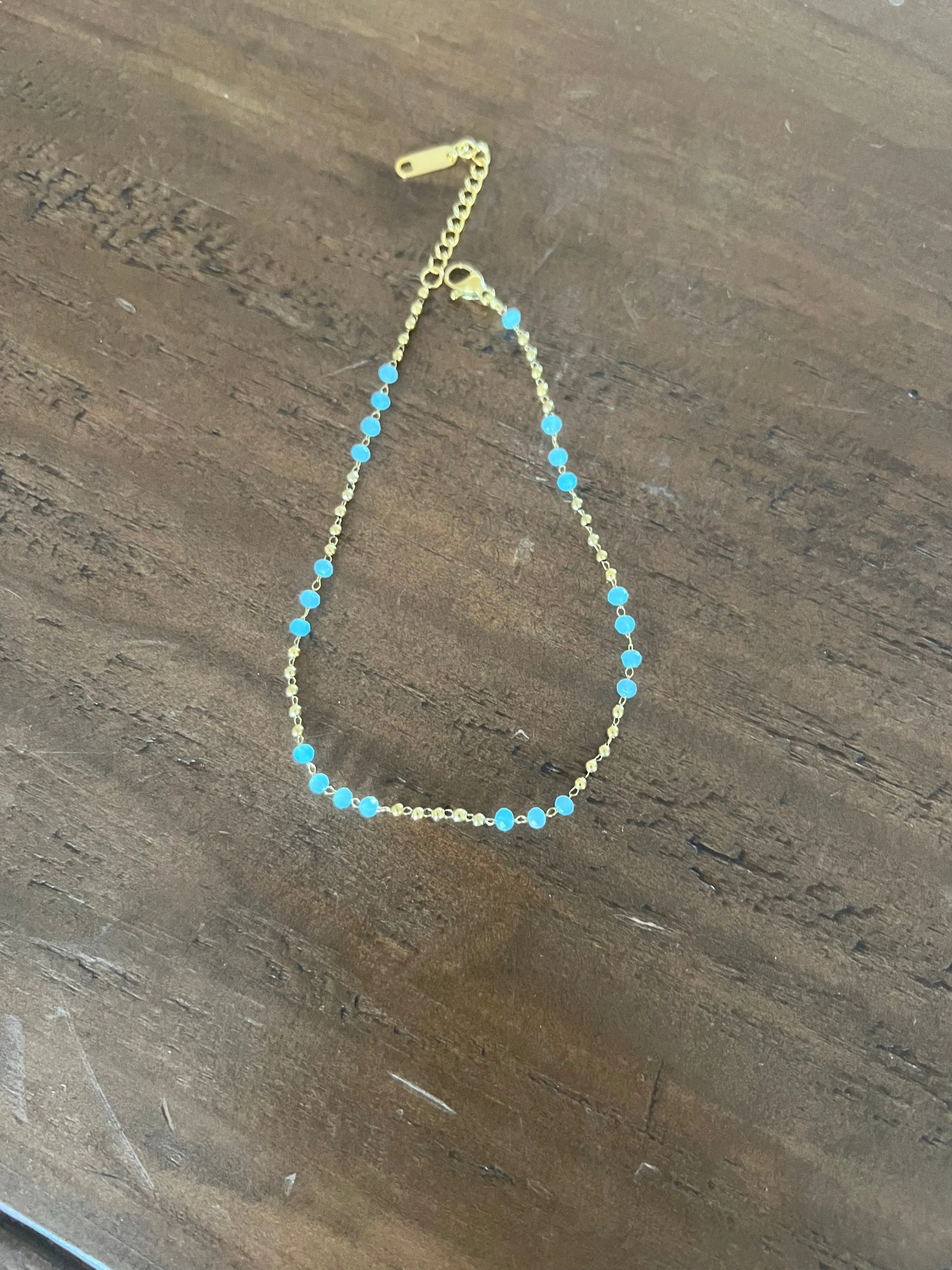 waterproof blue beaded anklet sold by bubs & sass product image thumbnail 3