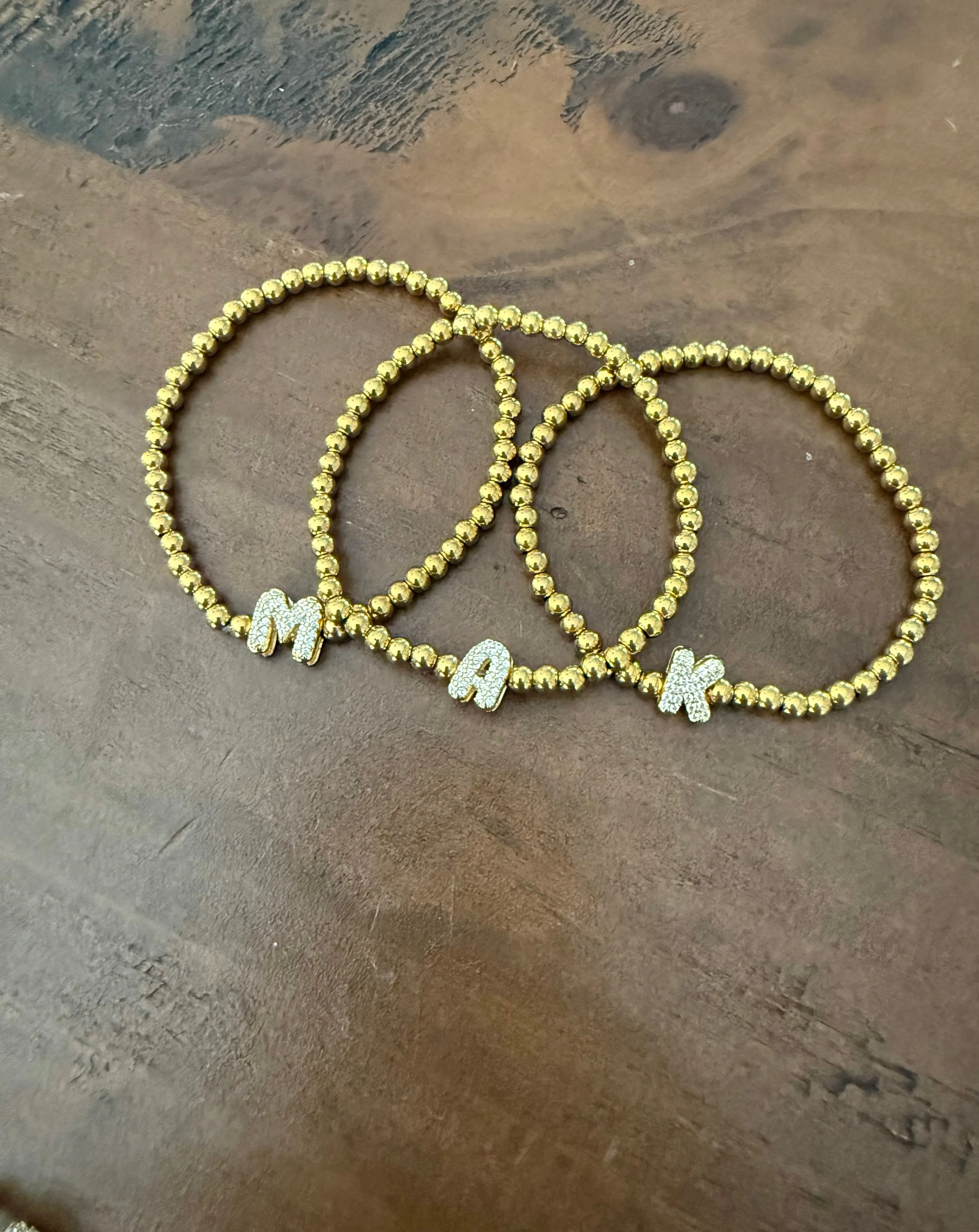 waterproof beaded initial bracelet sold by bubs & sass product image thumbnail 4