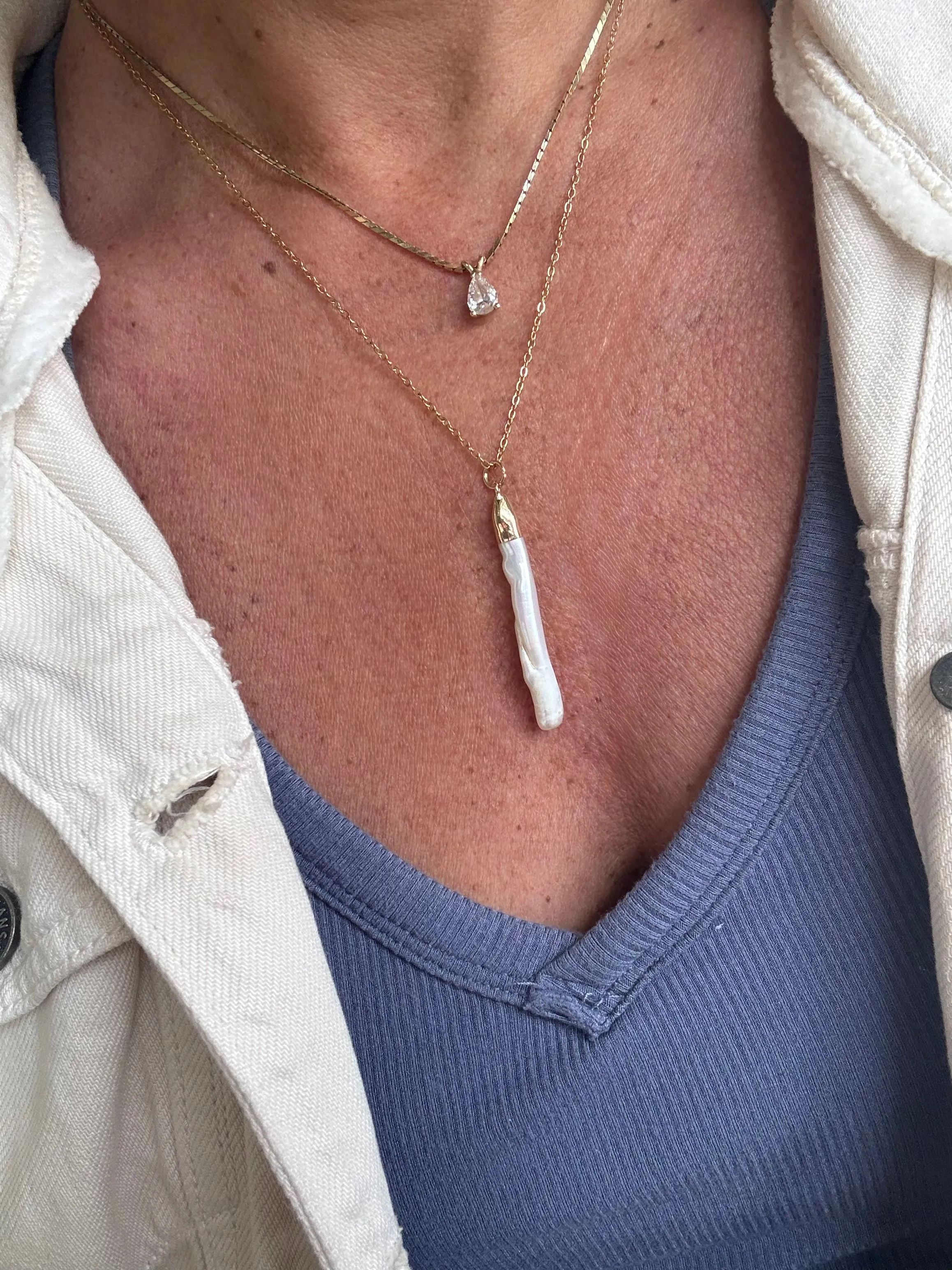 baroque pearl stick necklace sold by bubs & sass