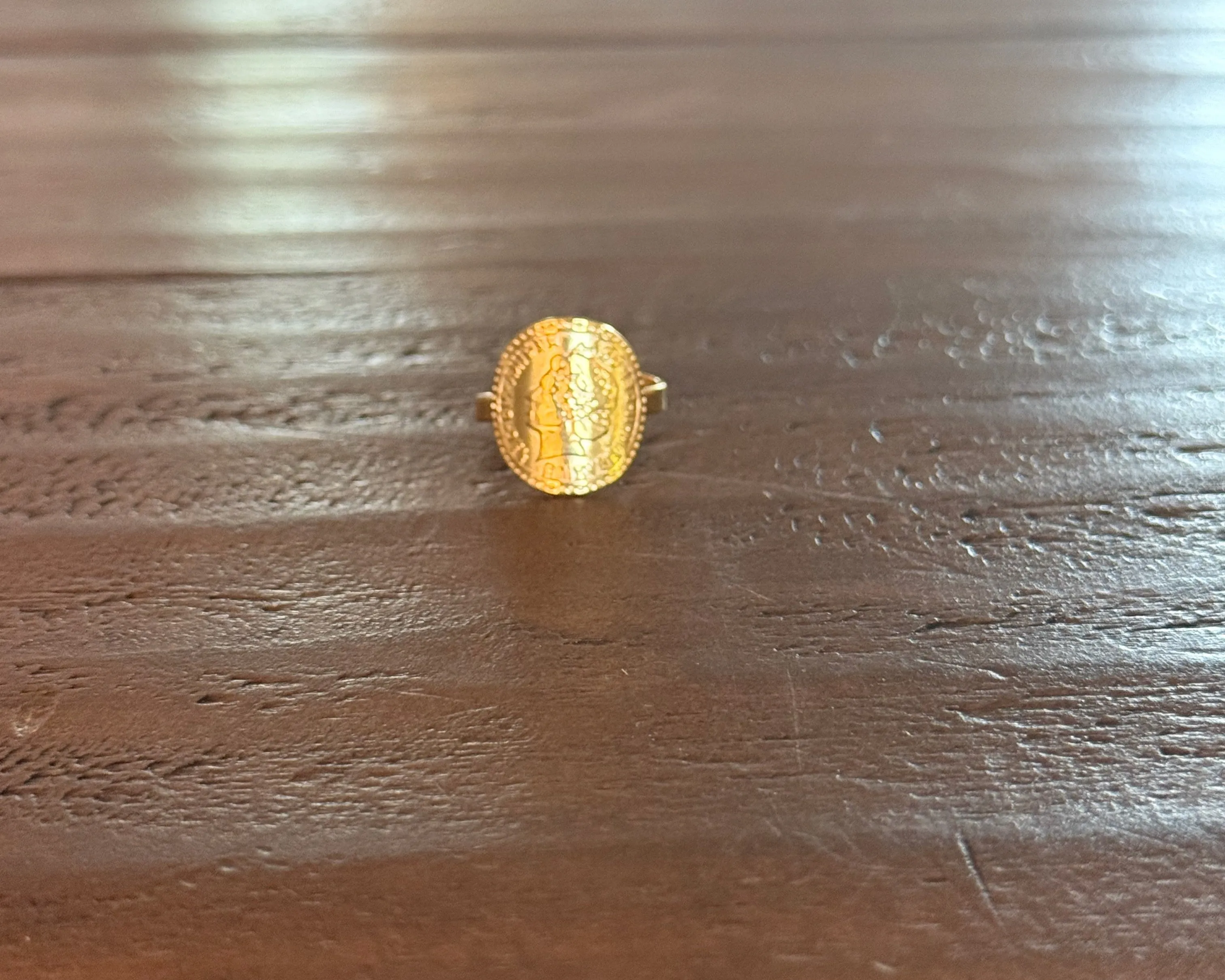 waterproof greek coin ring sold by bubs & sass