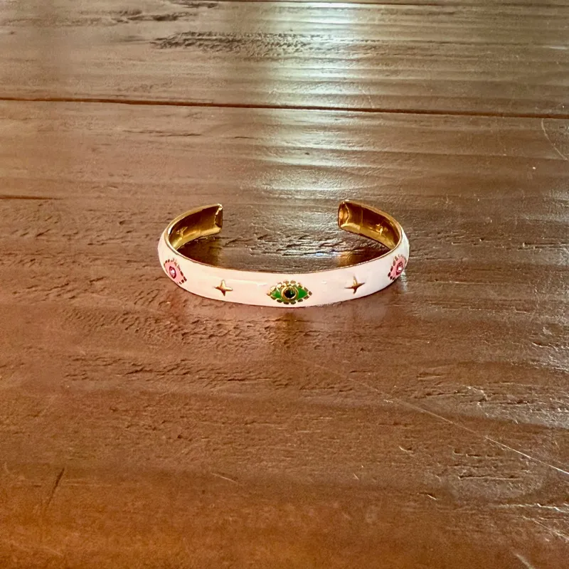 waterproof evil eye bangle sold by bubs & sass