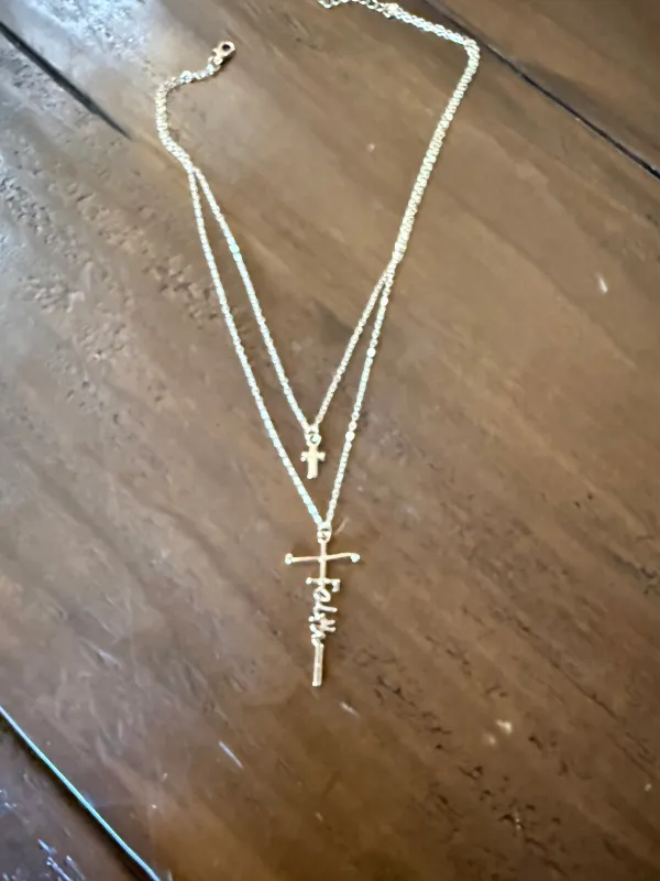 double cross faith necklace sold by bubs & sass